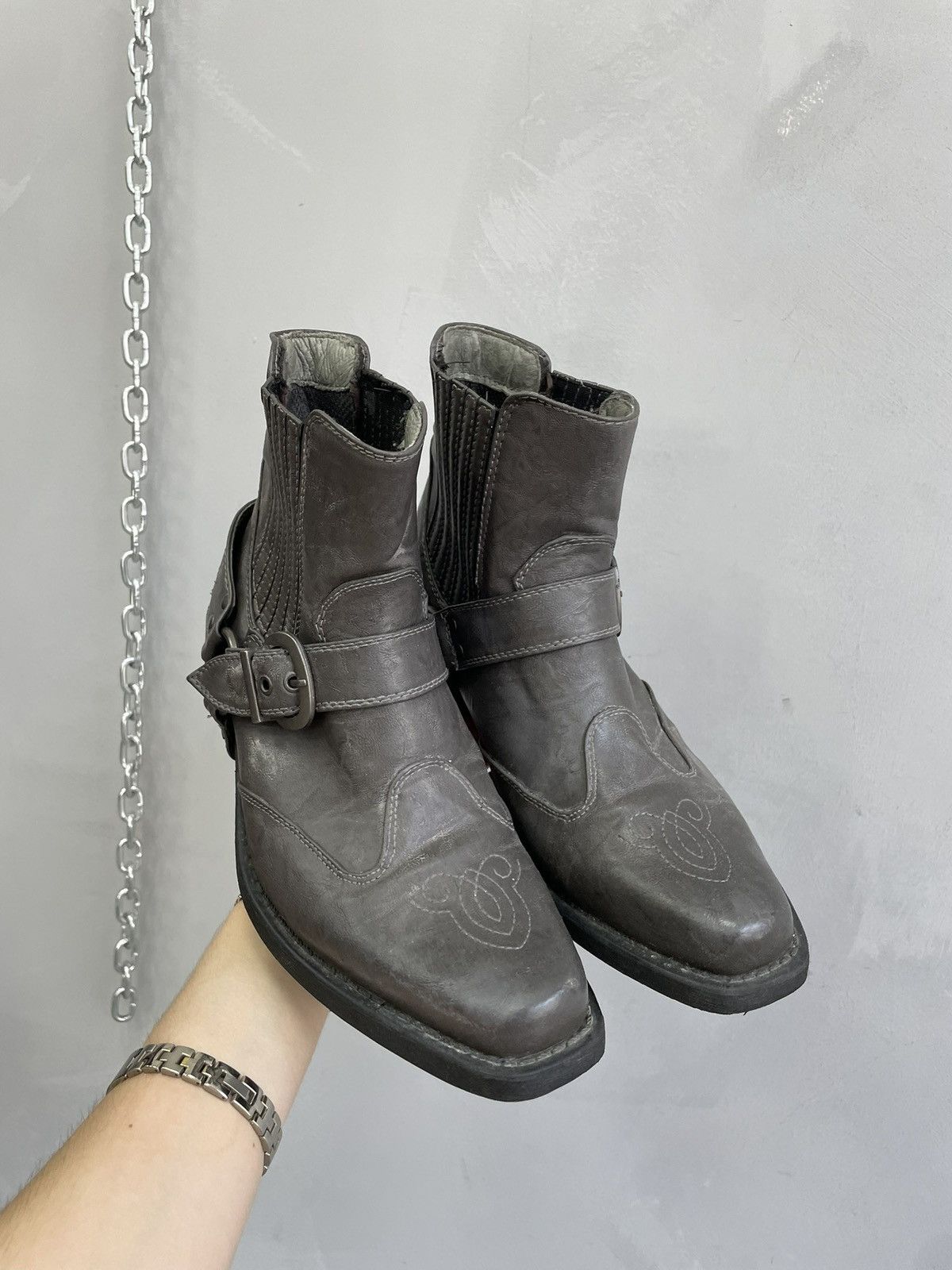 Western Rise Western ankle Guidi style leather boots y2k Size US 7.5 / EU 40-41 - 3 Thumbnail