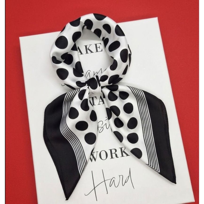 Other Polka Print New Elegant Bandana Square Scarf Retro Black Whi Size ONE SIZE - 1 Thumbnail