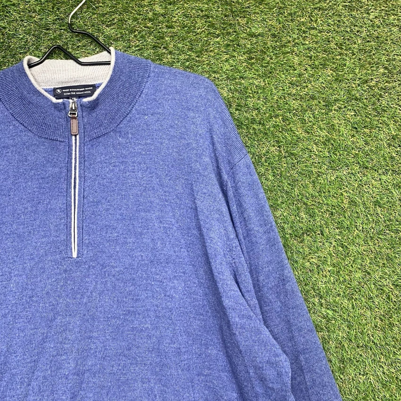 Hart Schaffner Marx Hart Schaffner Marx Sweater Mens 2XL Blue Wool Knit 1/4 Zip Pullover Classic Casual Long Sleeve Cardigan Style Size US XXL / EU 58 / 5 - 3 Thumbnail