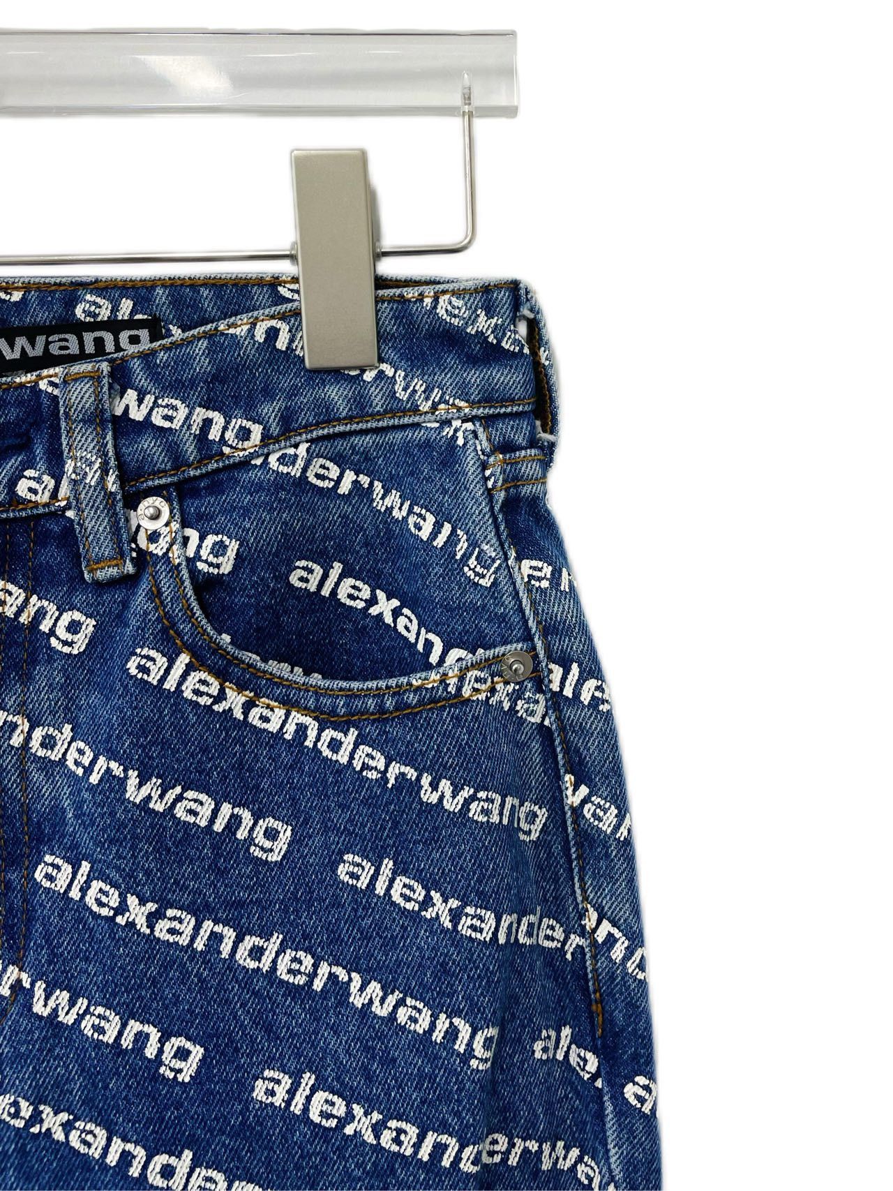 Alexander Wang Alexander Wang All Over Logo Printed Denim Pants K26WX Size 24" / US 00 / IT 34 - 3 Thumbnail