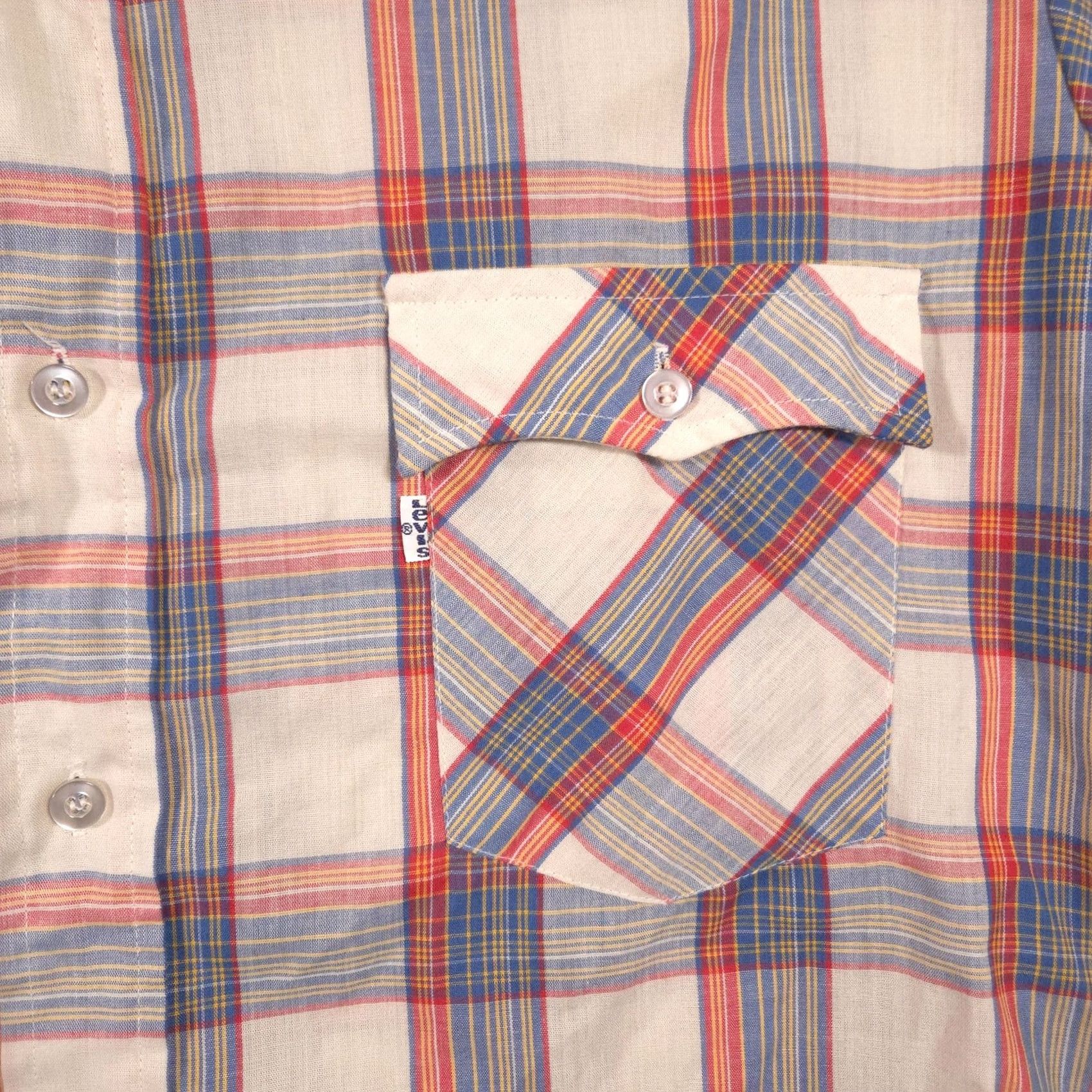 Levi's Levi's Shirt Mens XL Beige Plaid Button Front Short Sleeve Casual Summer Womens? Mens Size US XL / EU 56 / 4 - 4 Thumbnail
