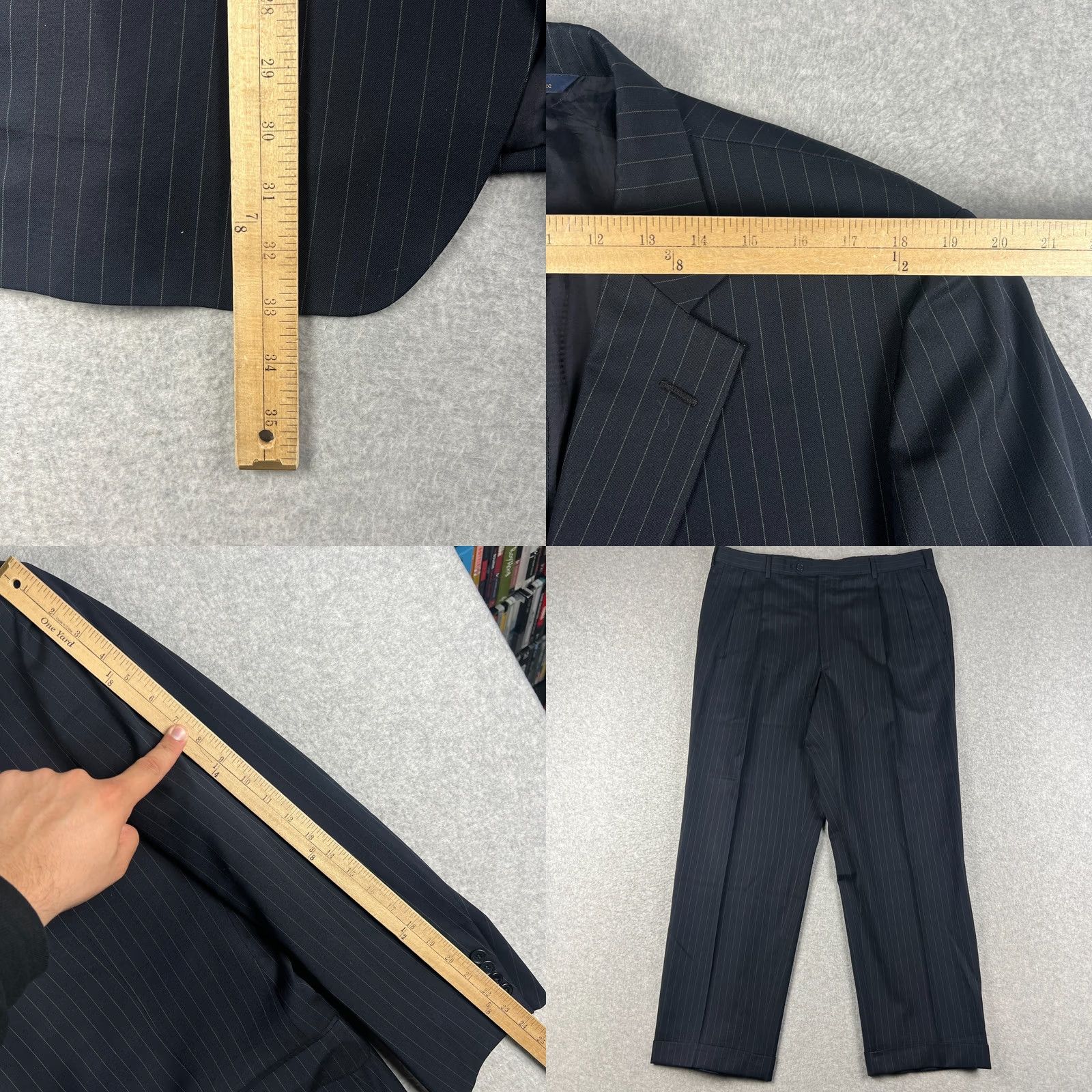 Brooks Brothers Brooks Brothers Madison Suit Set Mens 45R 40x30 Blue Pinstripe Wool Coat Pants Size 48R - 8 Thumbnail