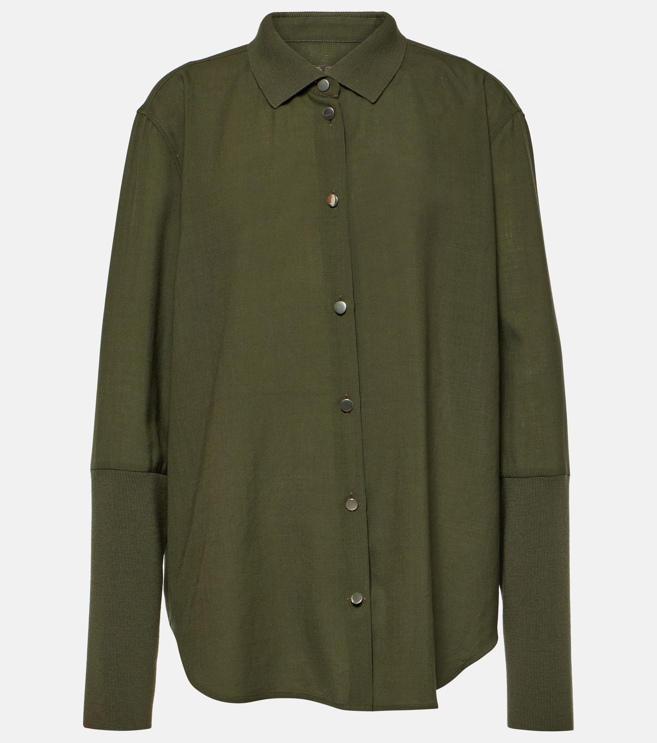Loro Piana o1srvl11e0125 FAN6978 Leela Breeze Wool Shirt in Green Size M / US 6-8 / IT 42-44 - 1 Thumbnail
