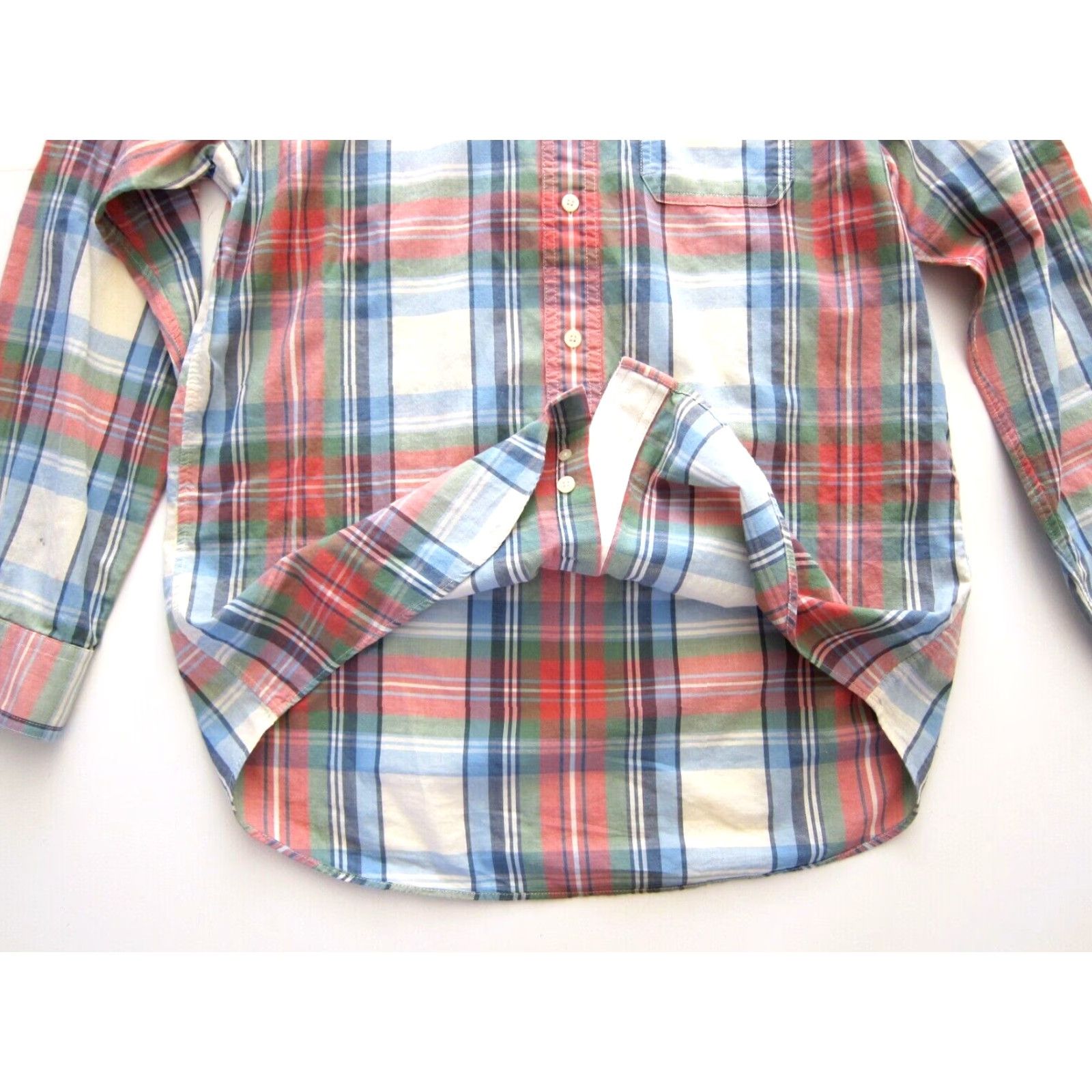Tommy Hilfiger VINTAGE Tommy Hilfiger Island Madras Cotton Pink Blue Green Plaid Long Sleeve Button Shirt M Size US M / EU 48-50 / 2 - 7 Thumbnail