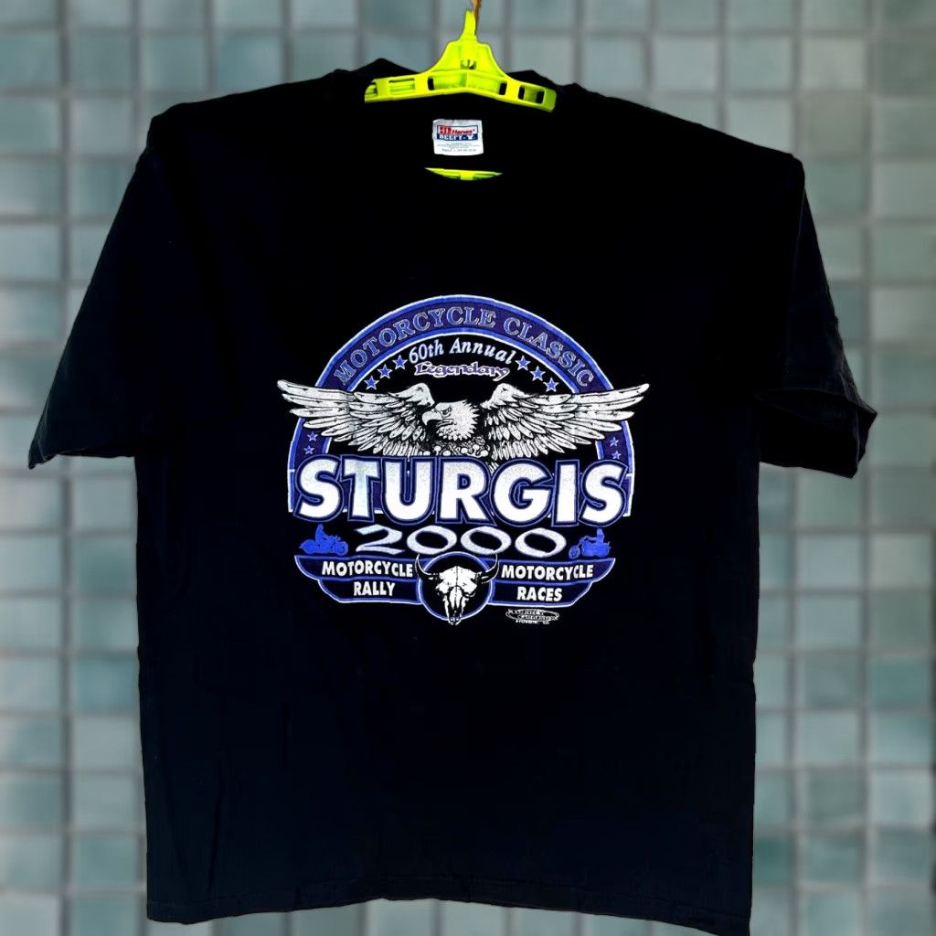 Hanes VINTAGE 2000 Sturgis Rally 60th Black Hills Rally Mens Black Tee Sz XL Size US XL / EU 56 / 4 - 1 Thumbnail