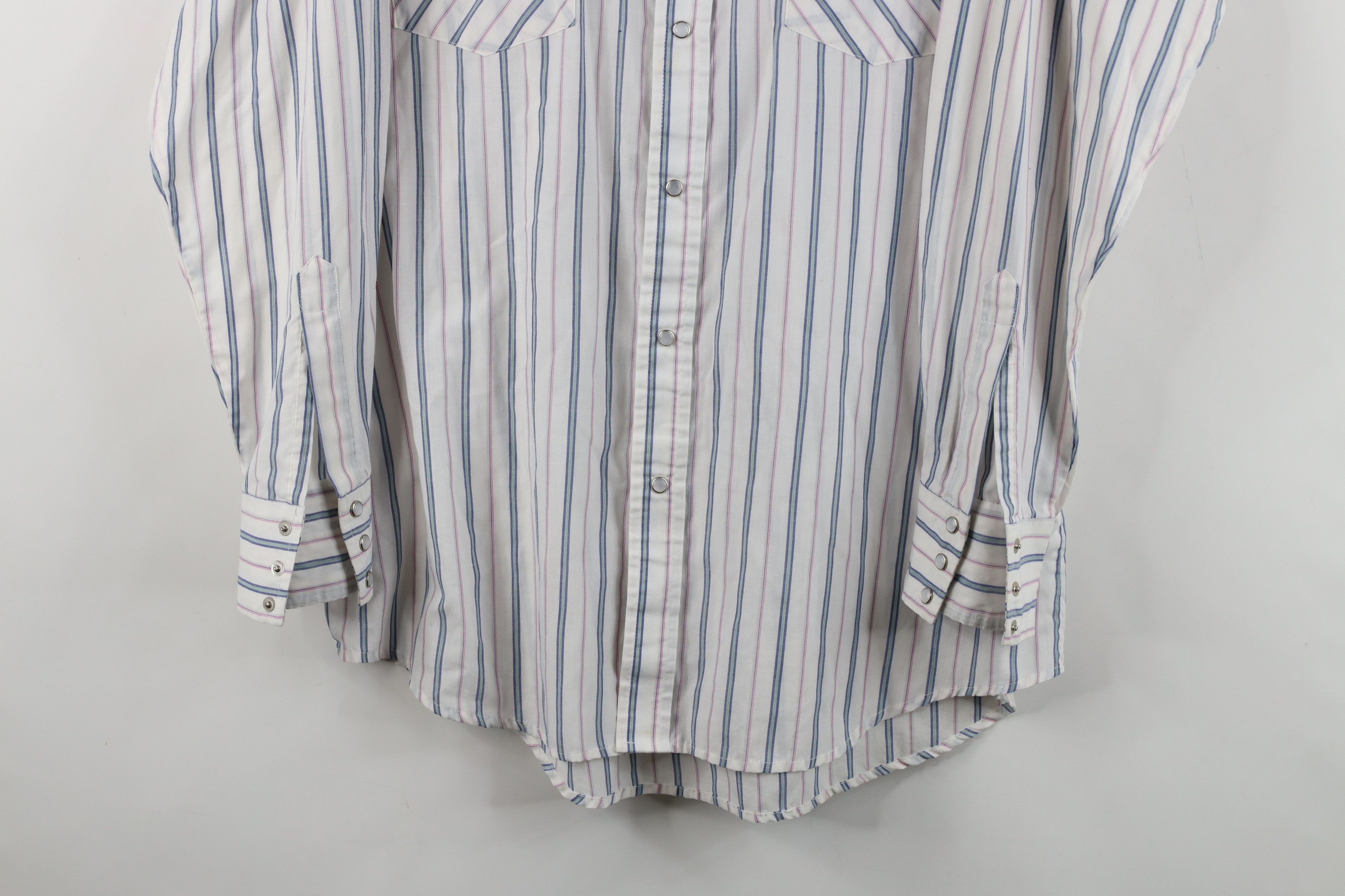 Vintage Vintage 70s Rockabilly Cowboy Striped Snap Button Shirt Size US L / EU 52-54 / 3 - 3 Thumbnail