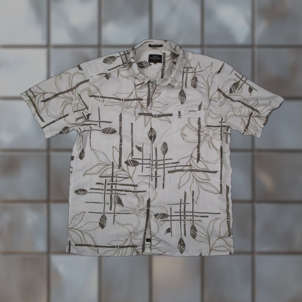 Quiksilver Quiksilver Waterman Shirt Mens Large White Comfort Fit Button Up Hawaiian Surf Shirt Size US L / EU 52-54 / 3 - 1 Thumbnail