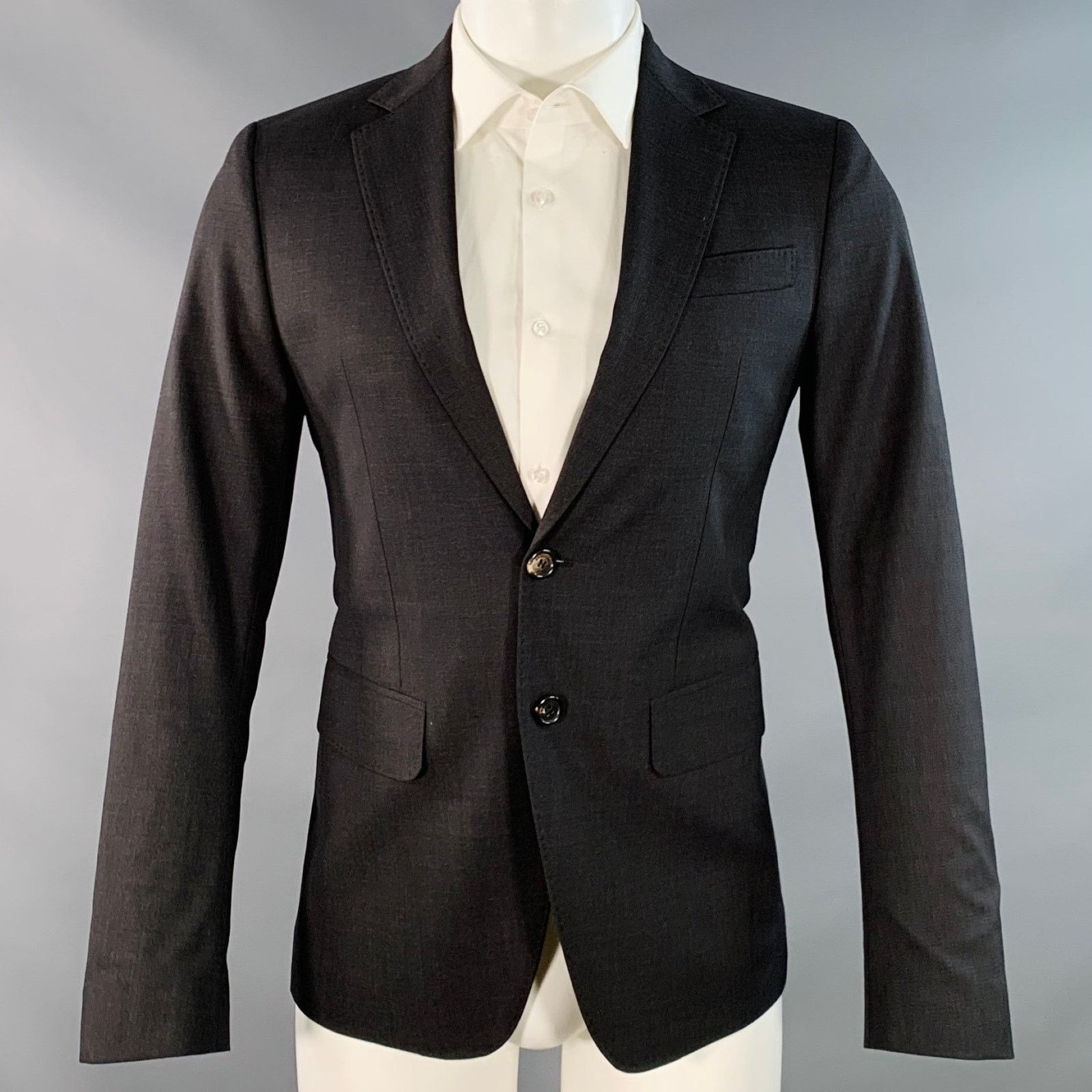 Dsquared2 Size 38 Charcoal Wool Blend Notch Lapel Sport Coat Size 38R - 1 Thumbnail