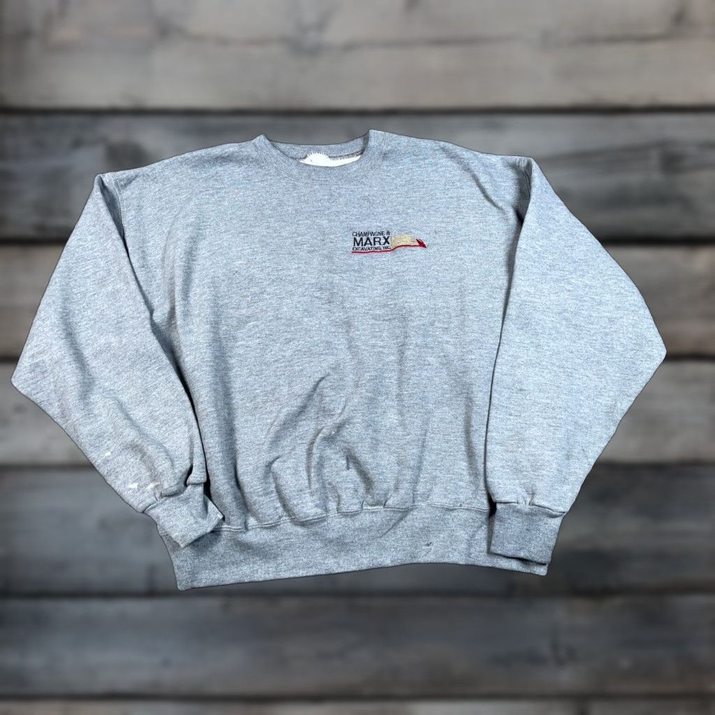 Vintage Vintage Champagne & Marx Excavating Logo Sweatshirt Adult Large Gray 90s Retro Cotton Fleece Size US L / EU 52-54 / 3 - 1 Thumbnail