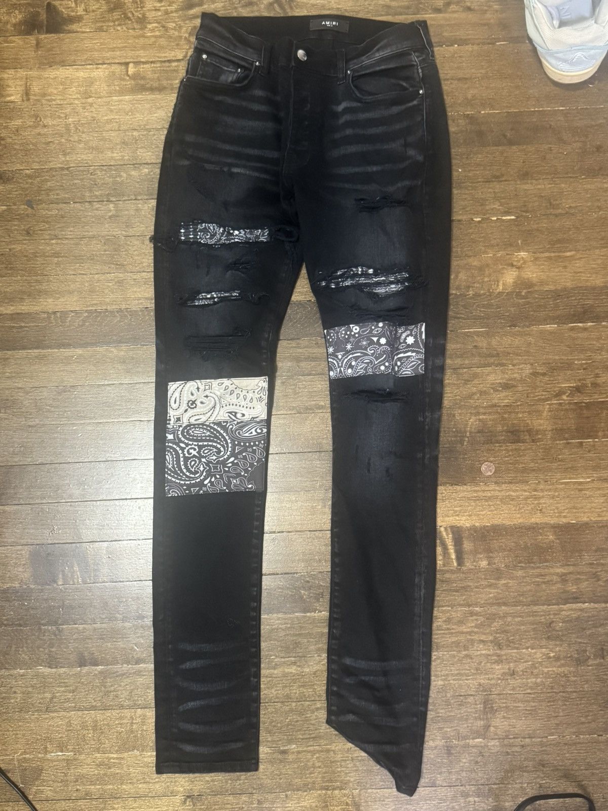 Amiri Amiri Black Bandana Patchwork Jeans Size US 31 - 2 Thumbnail