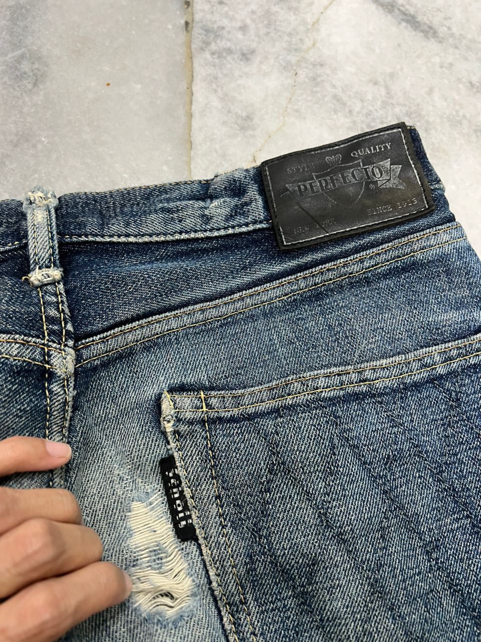 Schott Schott Perfecto Distressed Selvedge Denim Size US 31 - 11 Thumbnail
