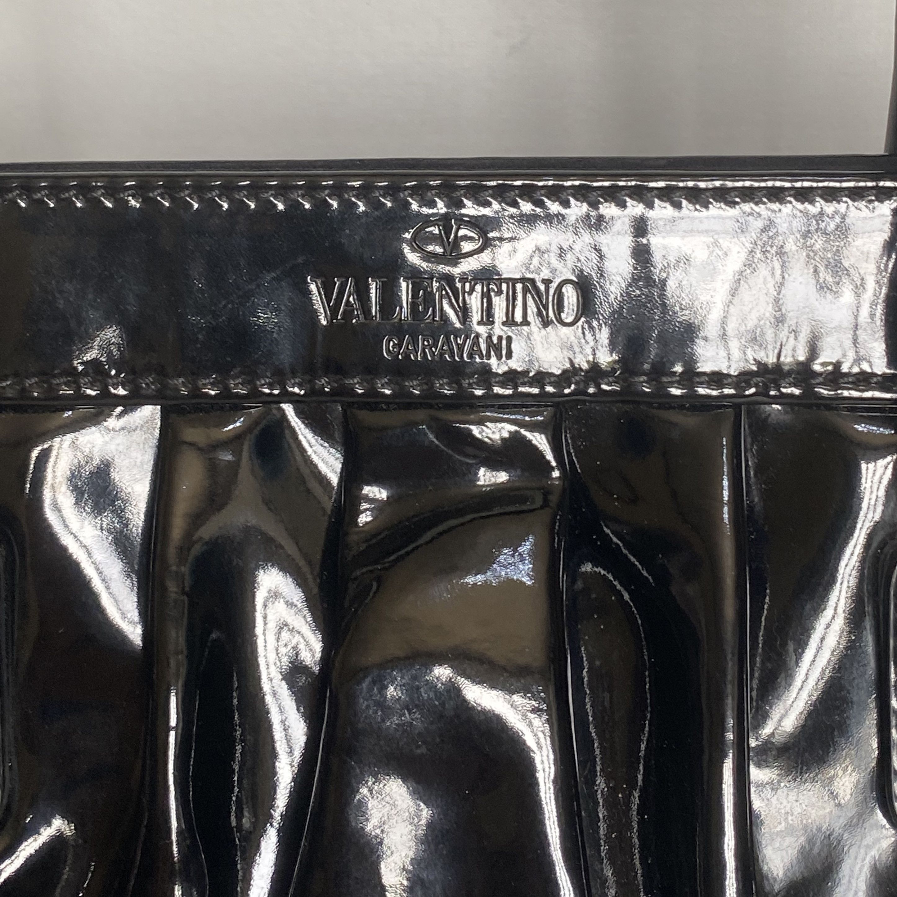 Valentino × Vintage Vintage Black Bow Patent Leather Top Handle Satchel Bag Size ONE SIZE - 10 Thumbnail