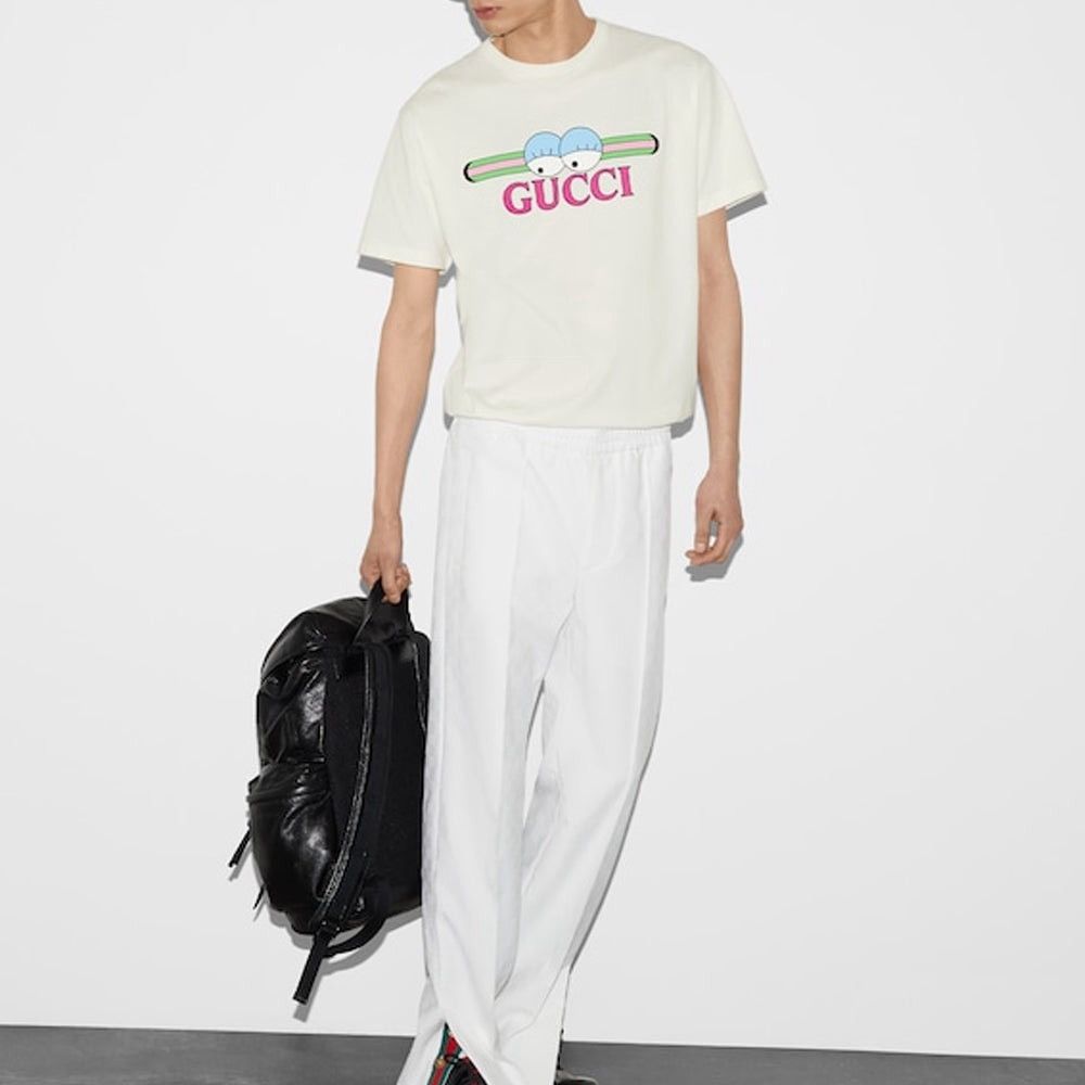 Gucci Gucci Cartoon Eyes Logo T-Shirt Off-White Cream Cotton Tee Size US S / EU 44-46 / 1 - 1 Thumbnail
