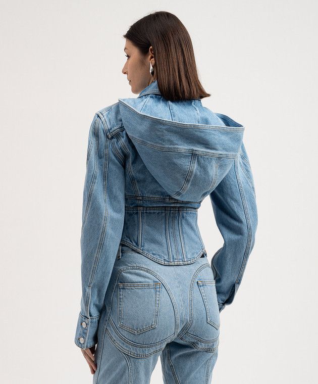Mugler o1s22i1n1024 Corset Denim Jacket in Blue Size XS / US 0-2 / IT 36-38 - 4 Thumbnail