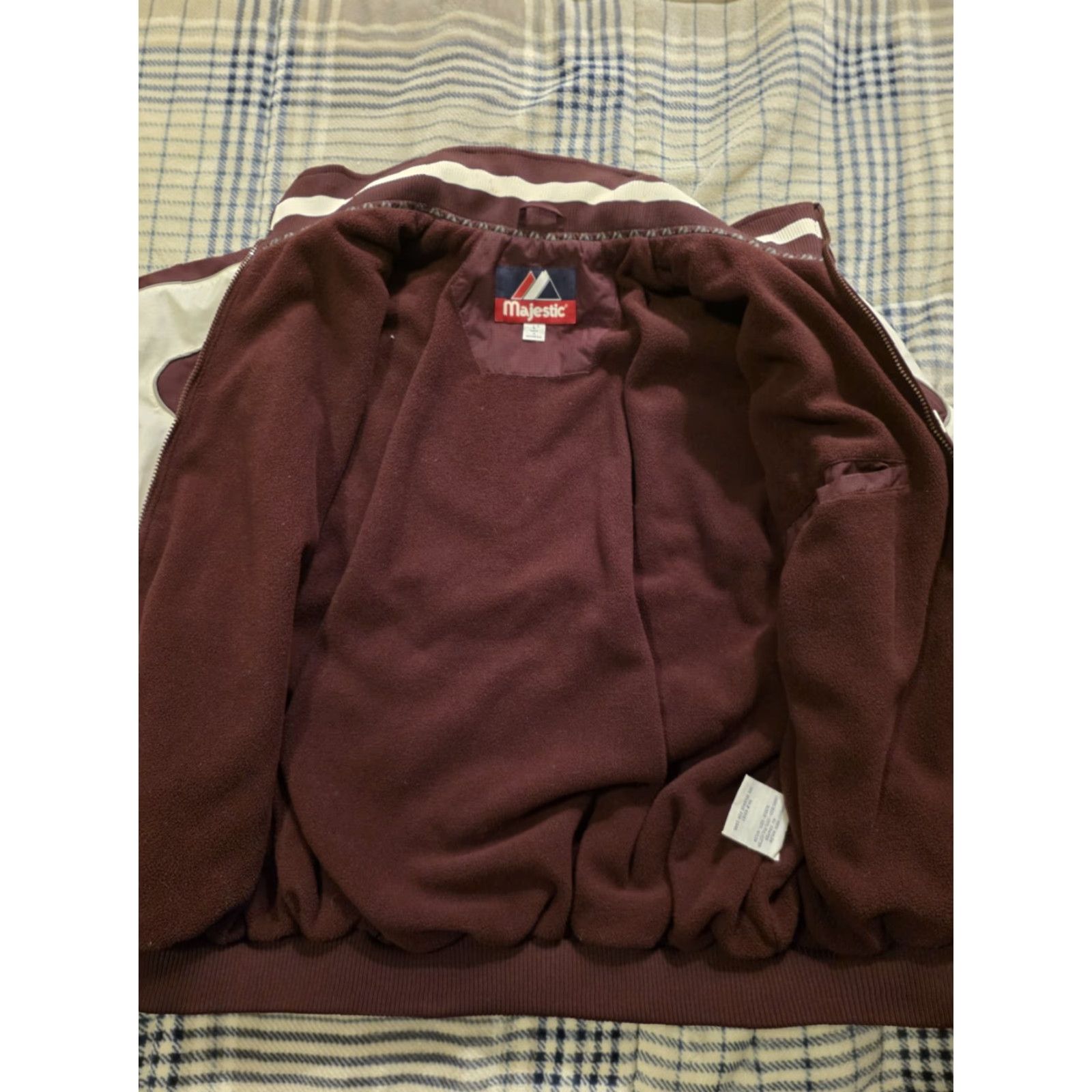 Vintage VINTAGE Majestic Texas A&M Full Zip Fleece Lined Bomber Jacket Embroidered Red Large Mens Size US L / EU 52-54 / 3 - 3 Thumbnail