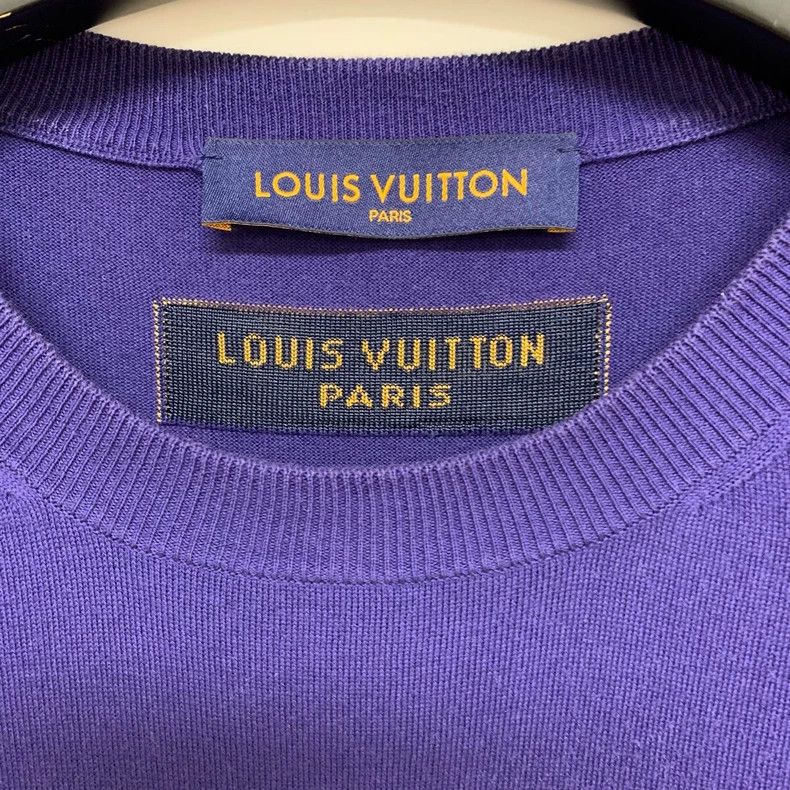 Louis Vuitton Louis Vuitton Navy monogram Logo knit short sleeves 2503-Ne Size US L / EU 52-54 / 3 - 3 Thumbnail