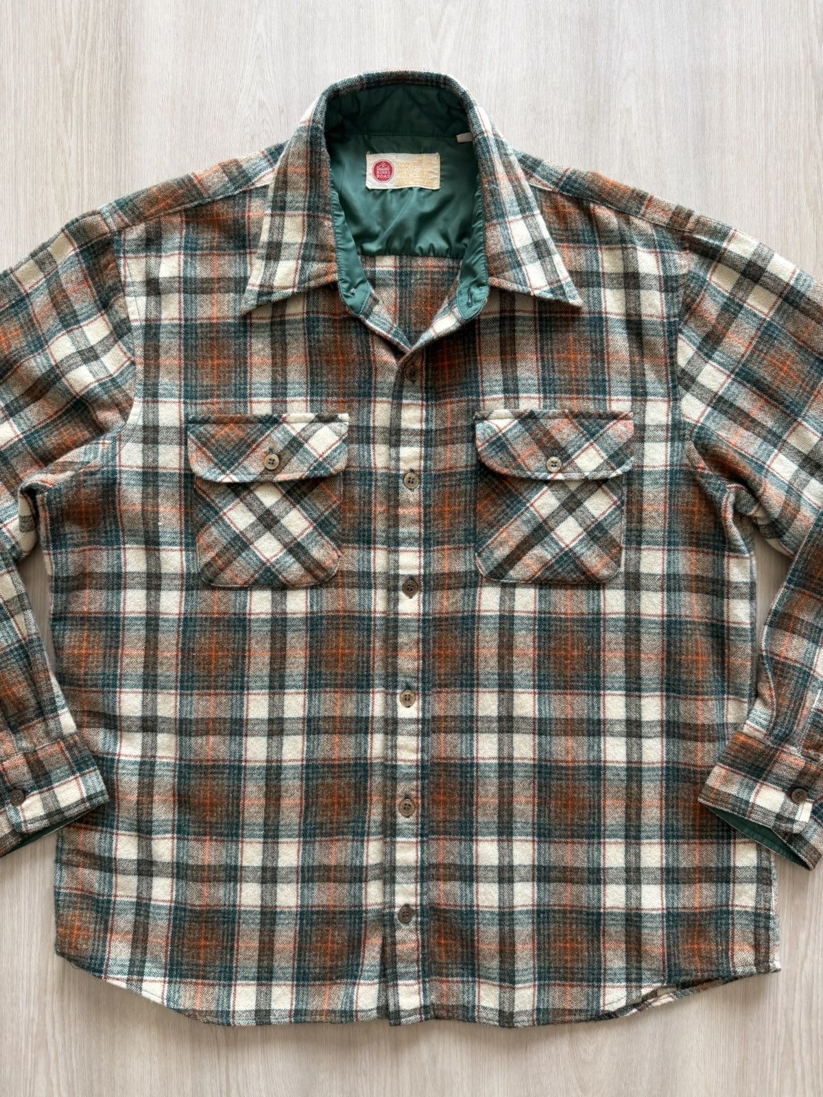 Vintage Vintage Sears Kings Road Shirt Flannel Wool Blend Sz M Grung Size US M / EU 48-50 / 2 - 2 Thumbnail