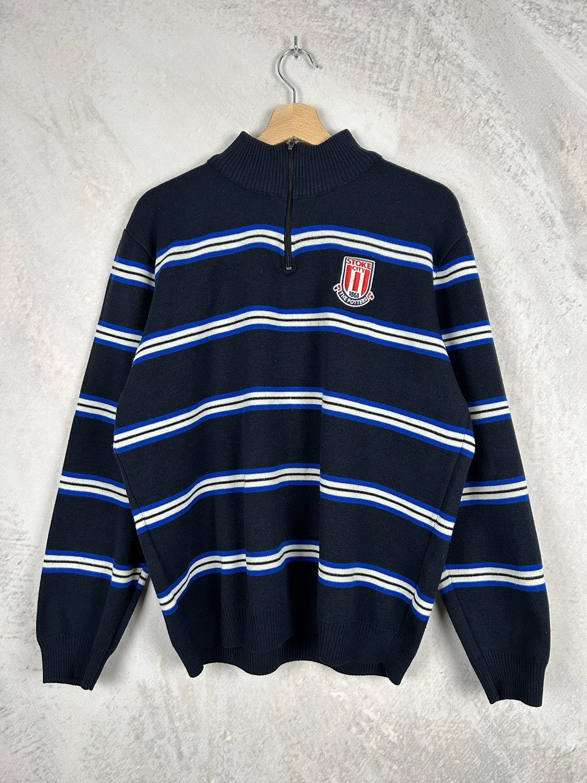 Vintage Vintage Stoke City Merchandise Stripe Sweater Soccer Retro Size US L / EU 52-54 / 3 - 1 Thumbnail