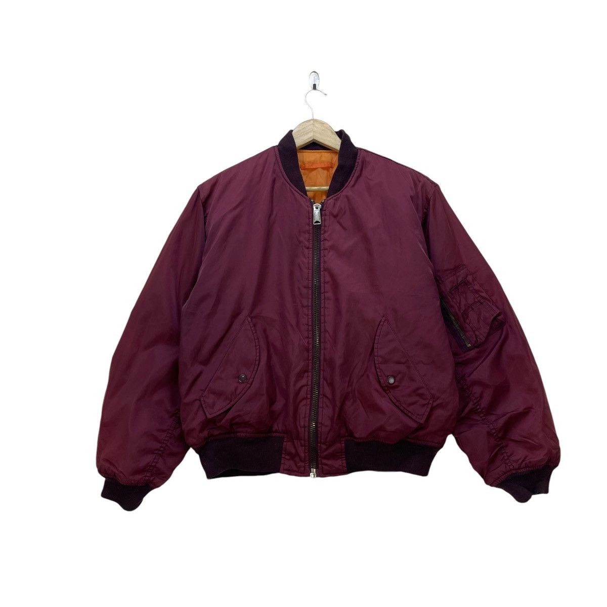 Alpha Industries 🗣️Vintage Bomber Maroon Ma 1 Jacket Size US M / EU 48-50 / 2 - 2 Thumbnail