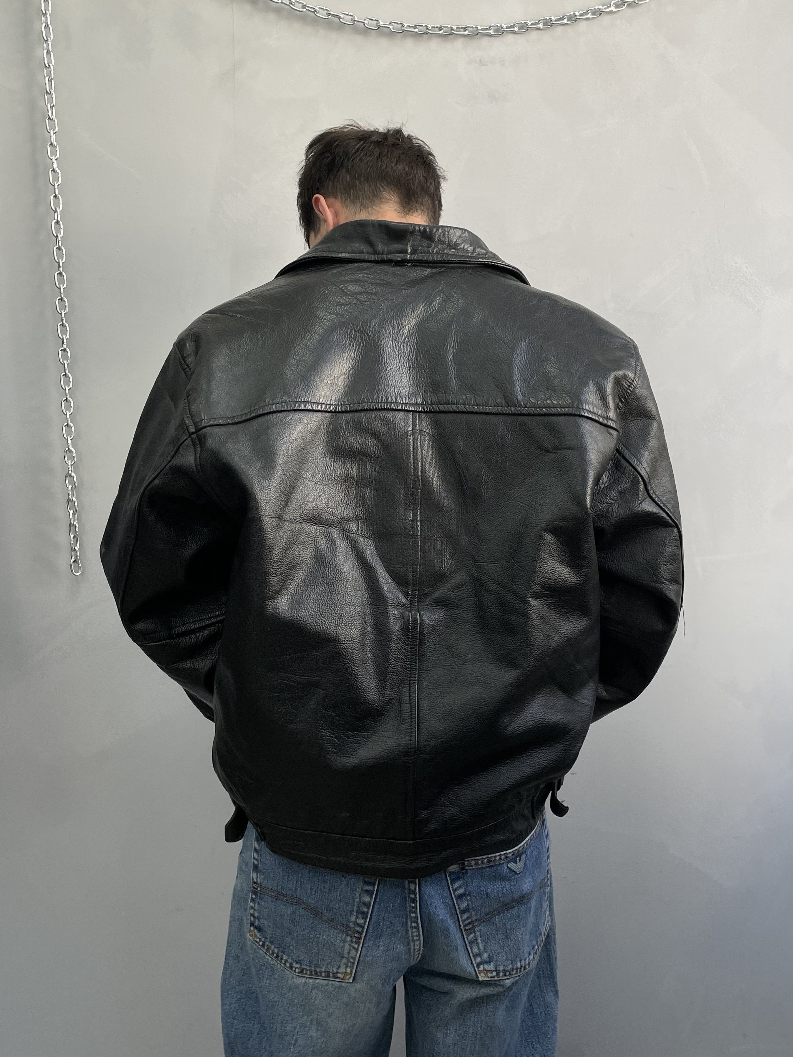 Harley Davidson Avant garde cropped bomber leather retro hype diesel style Size US L / EU 52-54 / 3 - 12 Thumbnail
