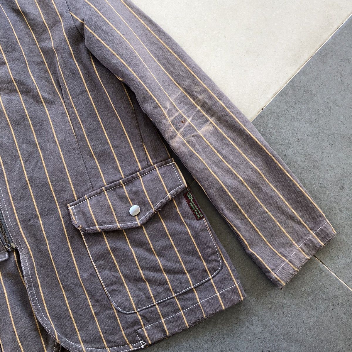Japanese Brand 291295 HOMME Stripe Cotton Jacket Size US S / EU 44-46 / 1 - 8 Thumbnail