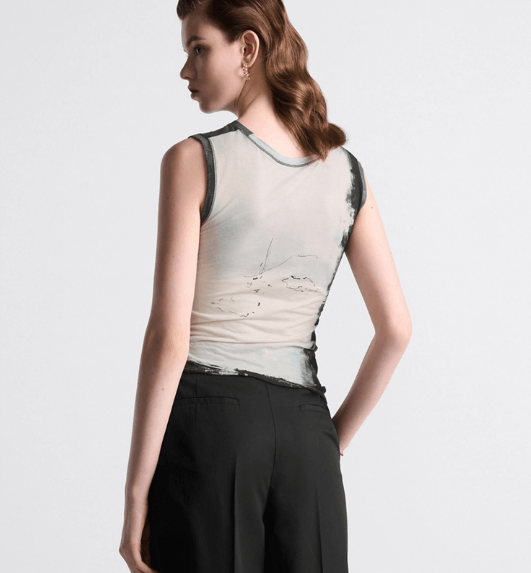 Dior o1w1db10925 443T26 Asymmetric Tank Top in Black/White Size L / US 10 / IT 46 - 6 Thumbnail