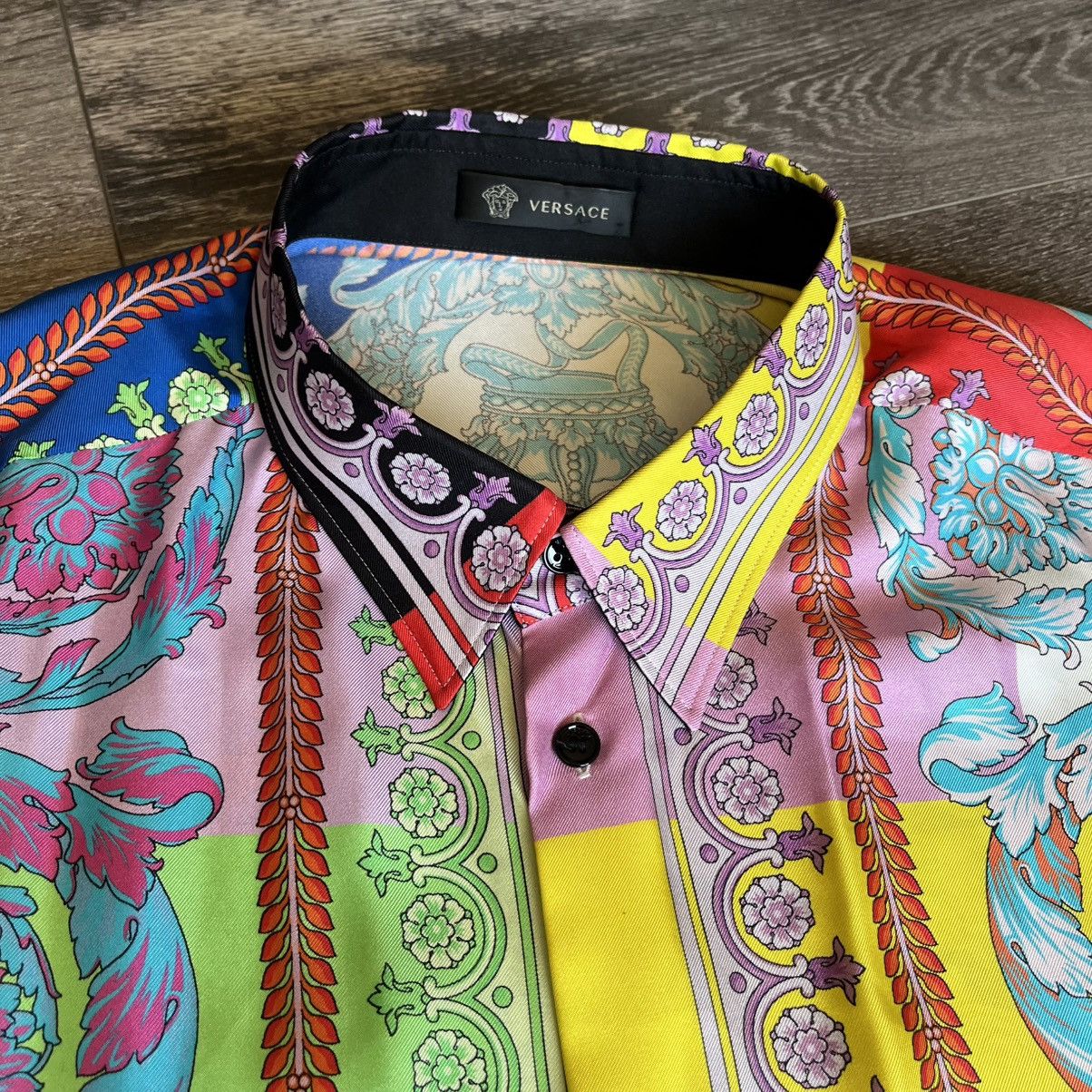 Versace Versace SS19 Techni Baroque Floral Print Silk Buttoned Shirt Size US XL / EU 56 / 4 - 5 Thumbnail