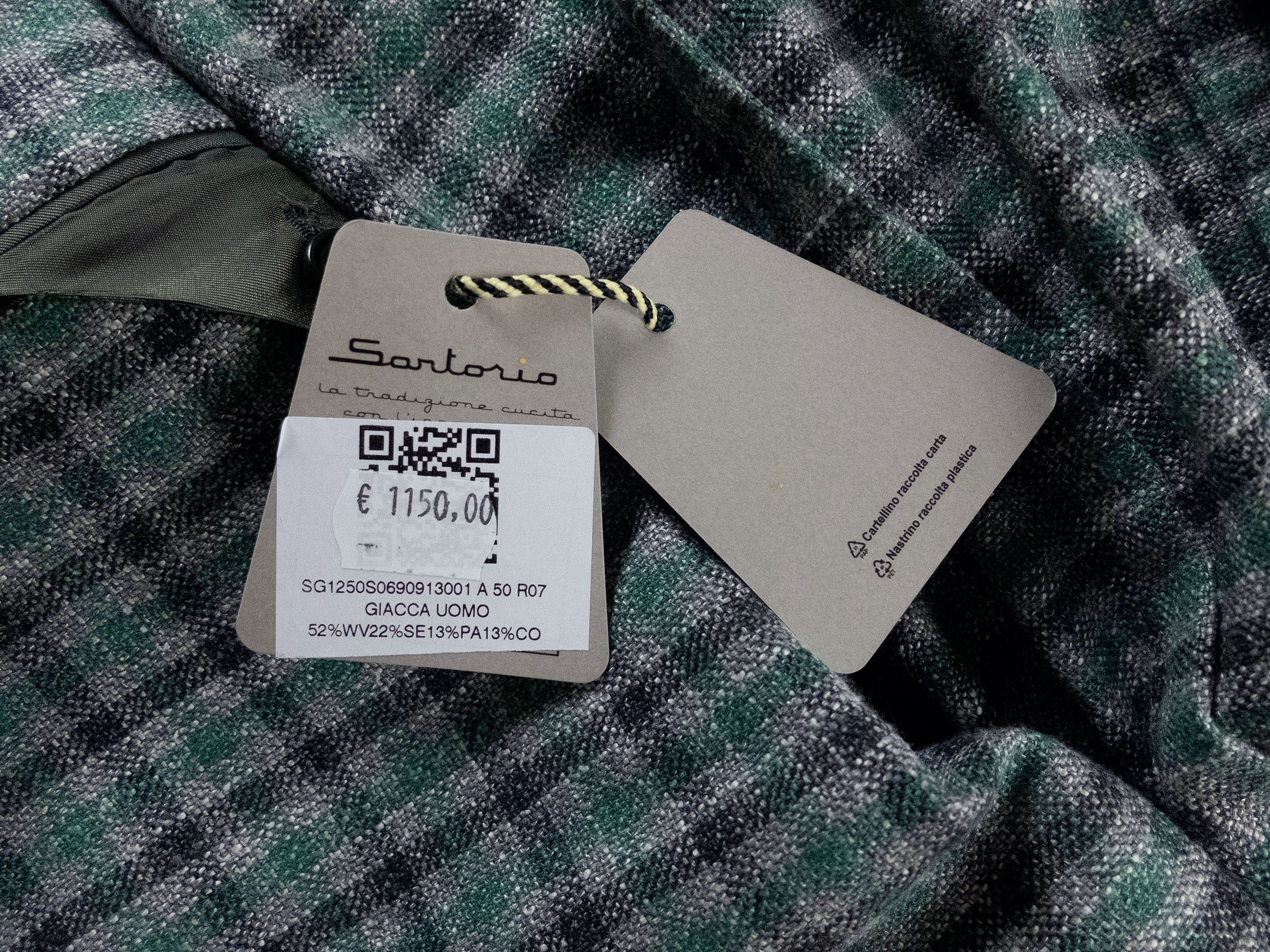SARTORIO SARTORIO Napoli Kiton green gray plaid wool silk sportcoat Size 40R - 9 Thumbnail