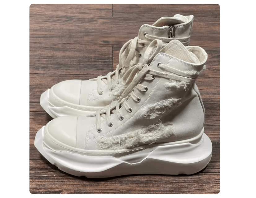 Rick Owens Drkshdw Rick Owens Men's Off-White Slashed Canvas High Tops Size US 8 / EU 41 - 3 Thumbnail