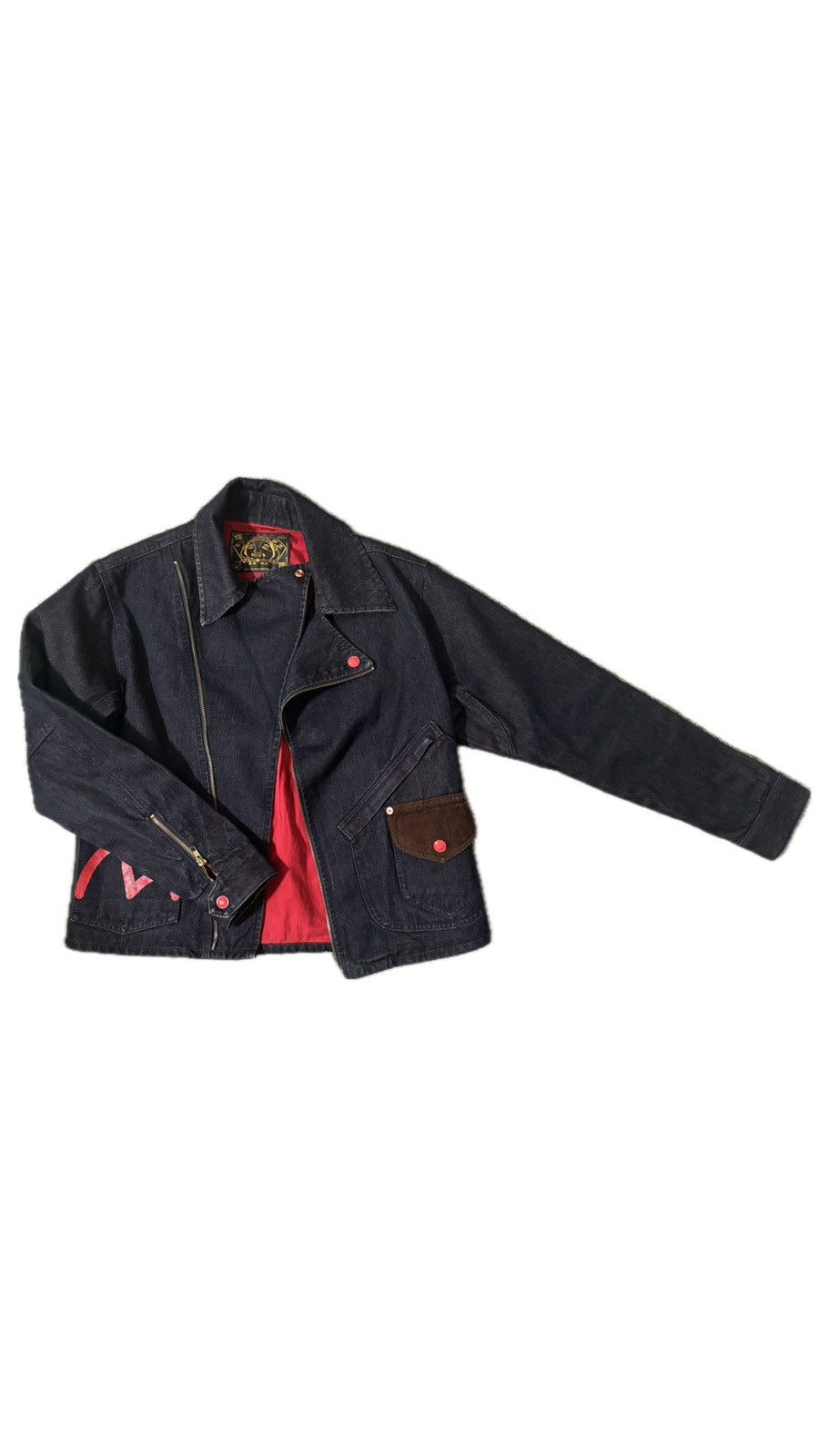 Evisu Evisu Dark Navy Biker Denim Jacket Size US XXS / EU 40 - 3 Thumbnail