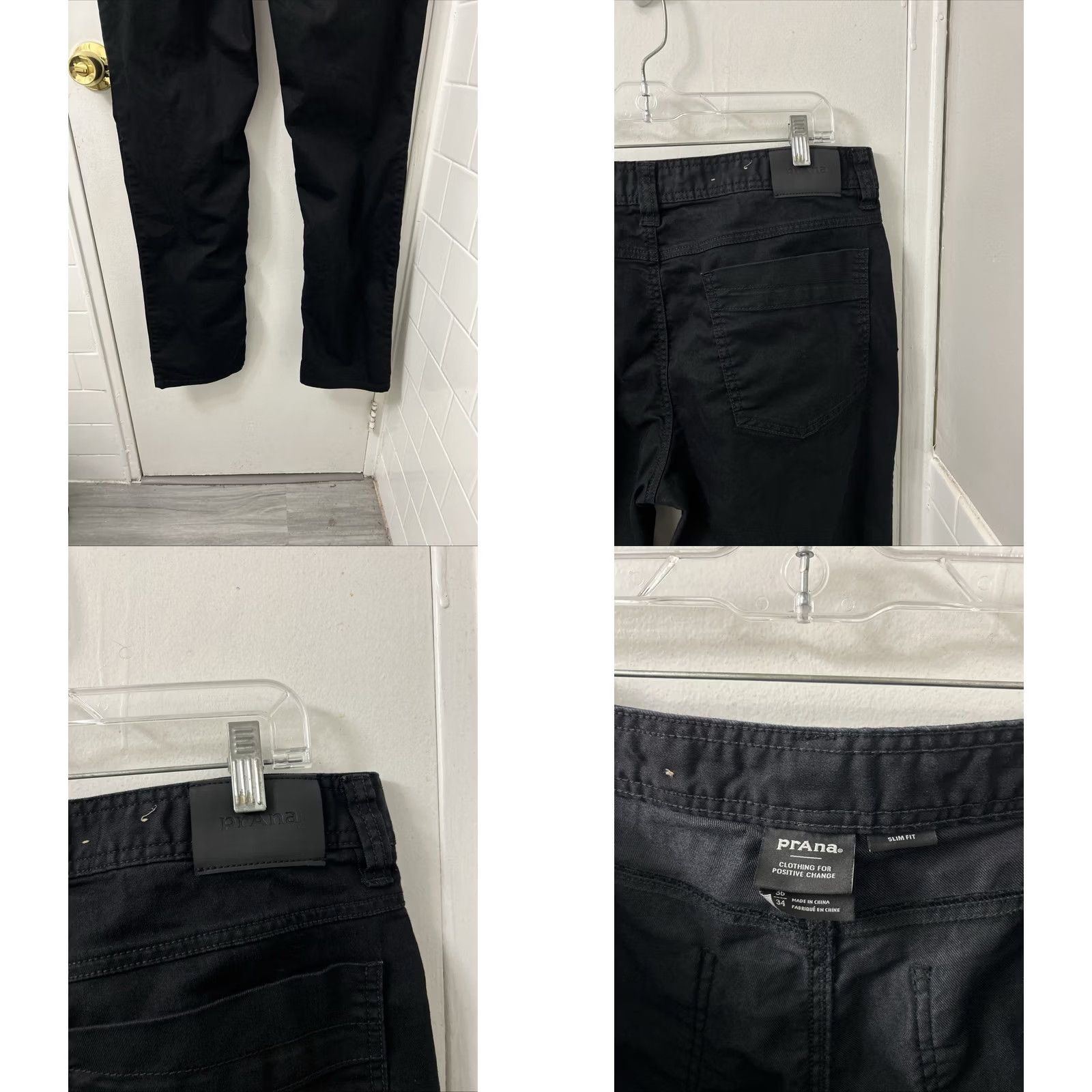 Prana Prana Bridger Slim Fit Pants Mens 36x33 Black Denim 5-Pocket Organic Cotton Blend Slim Straight Leg"} Size US 36 / EU 52 - 8 Thumbnail