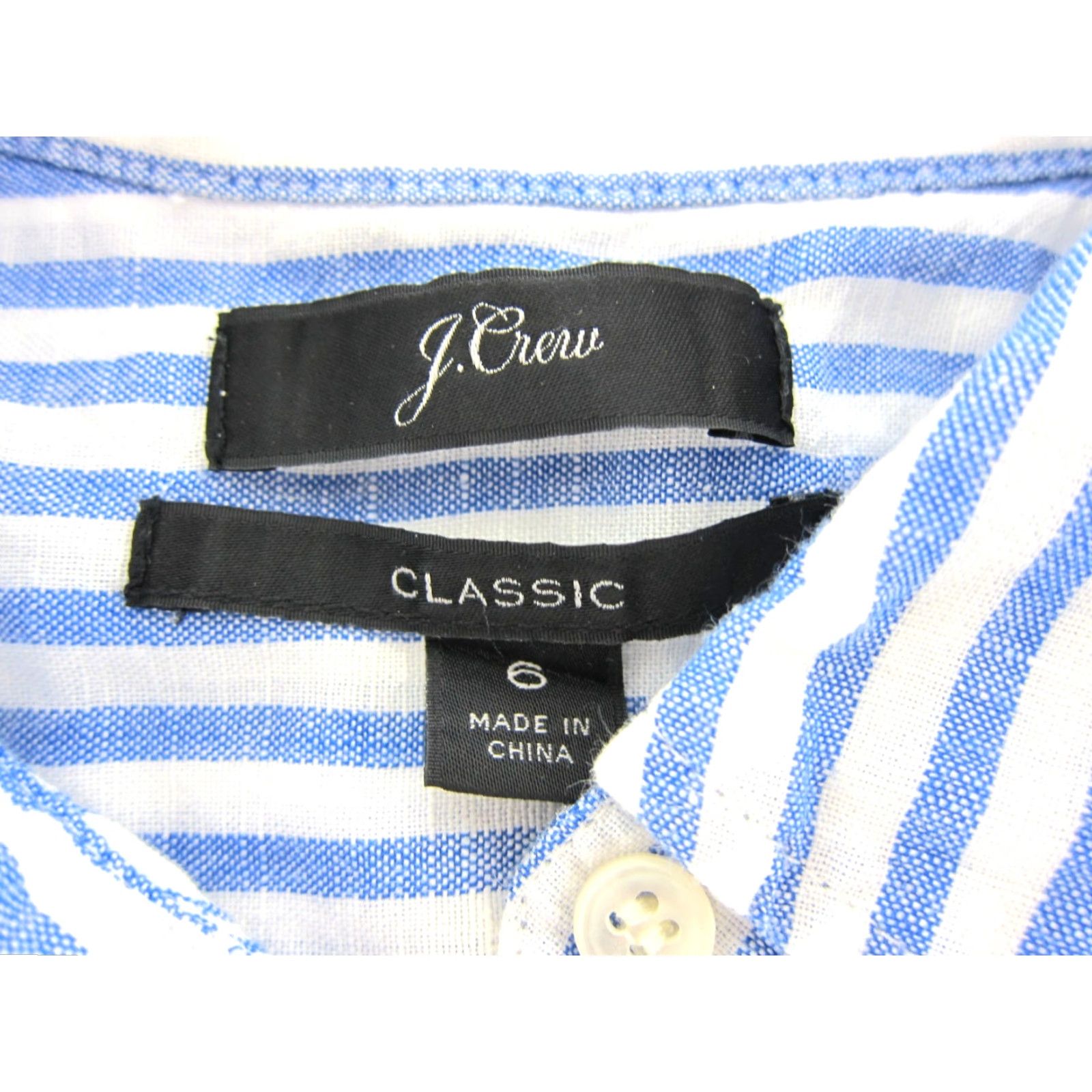 J.Crew J.CREW Linen Cotton Blue White Stripe Button Up Long Sleeve Classic Blouse 6 Size M / US 6-8 / IT 42-44 - 3 Thumbnail