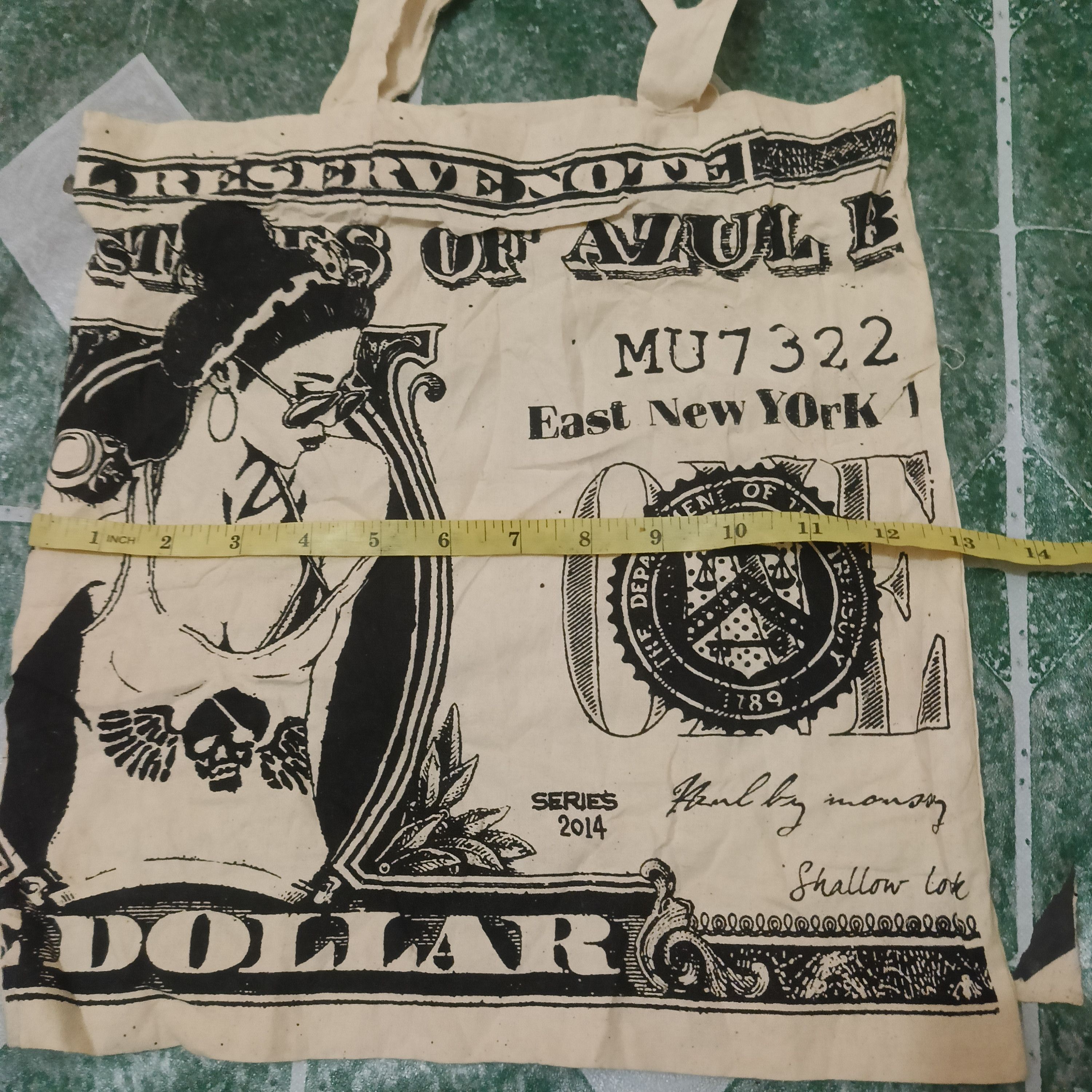 Japanese Brand Azul by moussy tote bag money dollar design shallow look Size ONE SIZE - 7 Thumbnail