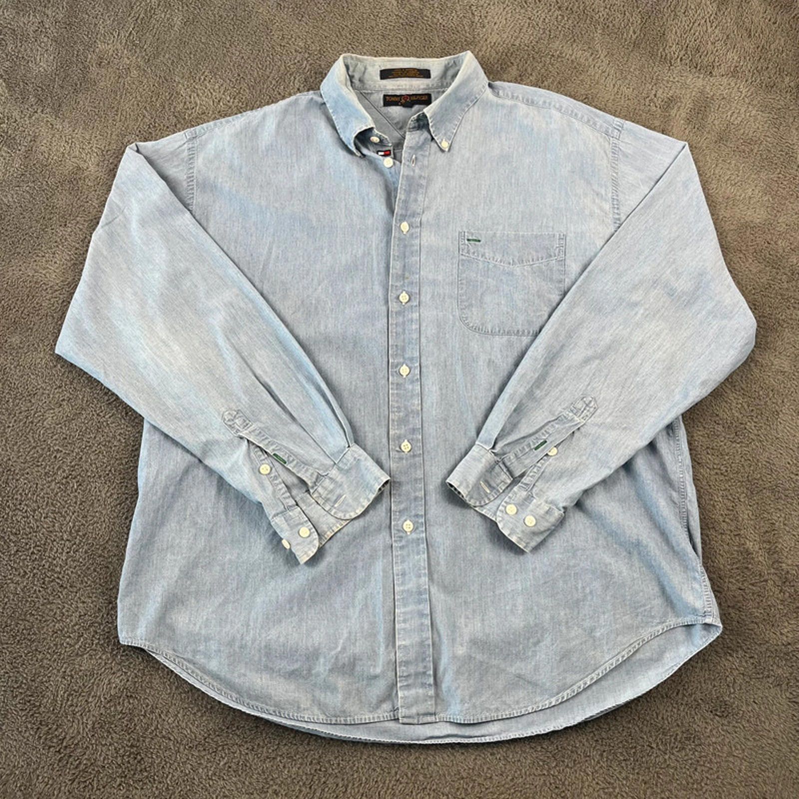 Tommy Hilfiger Vintage Tommy Hilfiger Shirt XL Light Blue Size US XL / EU 56 / 4 - 1 Thumbnail
