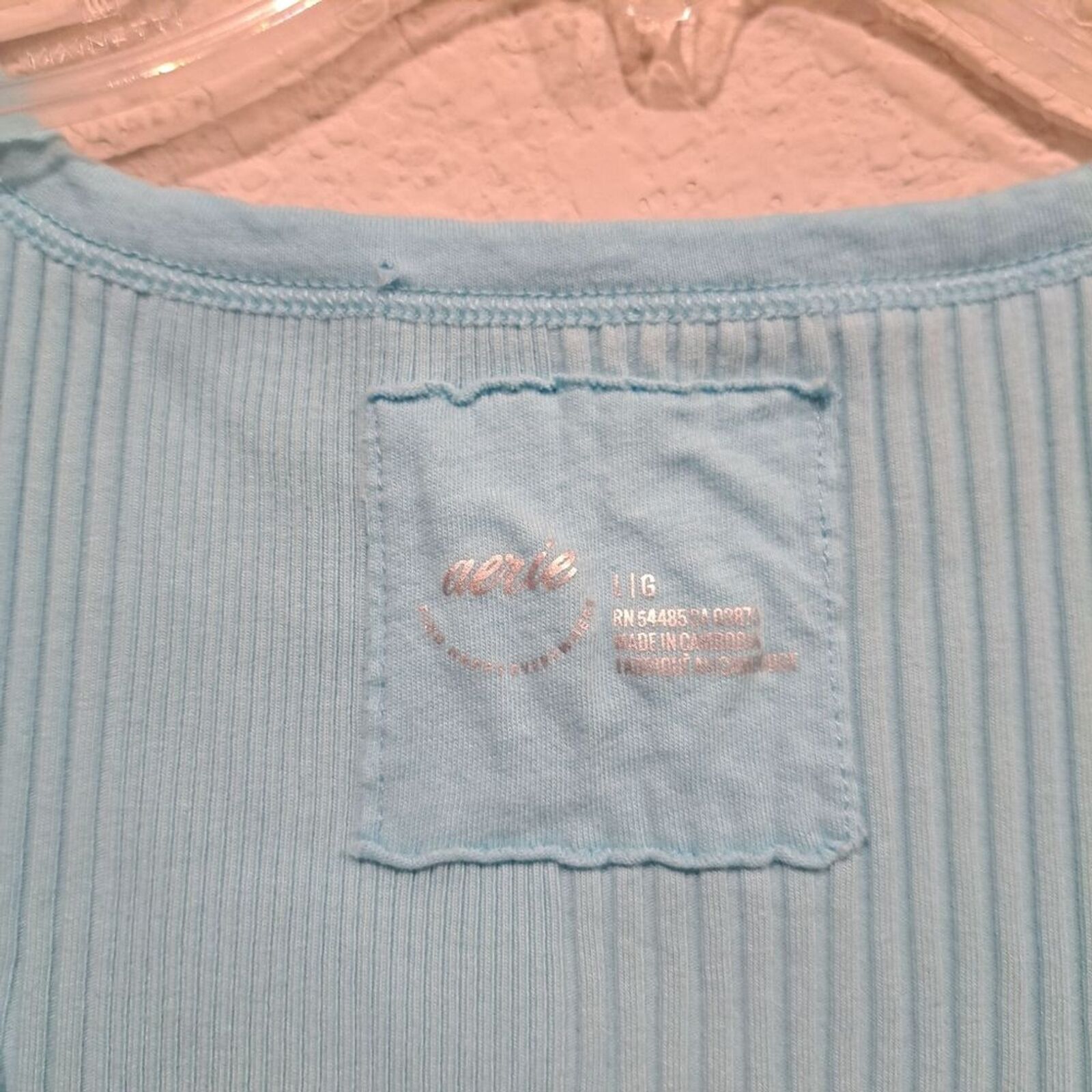 American Eagle Outfitters Aerie light blue ribbed tank top sleeveless women's sz Large Size L / US 10 / IT 46 - 4 Thumbnail