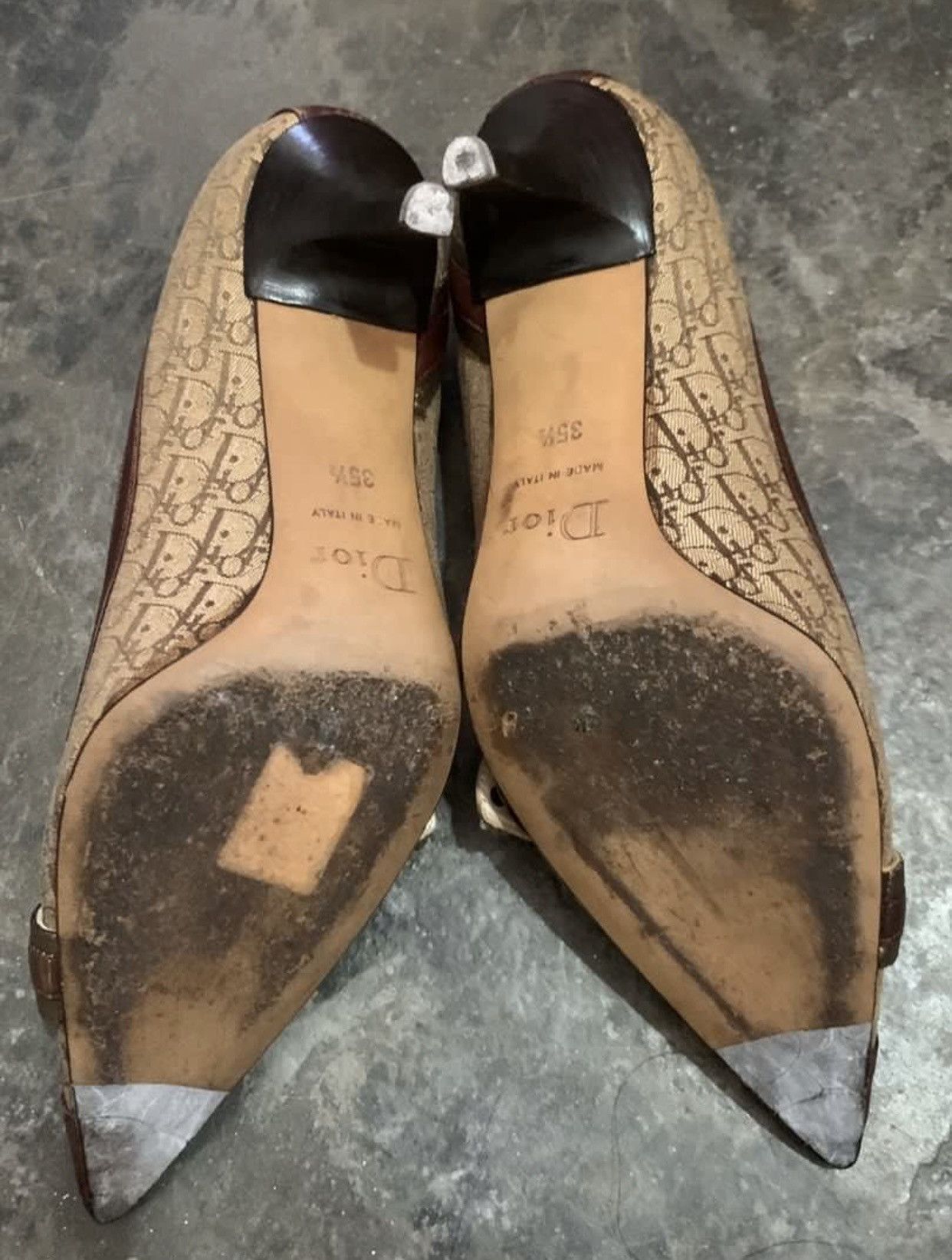 Dior Vintage Dior Monogram Pointed Toe Kitten Heels Size US 5 / IT 35 - 5 Thumbnail