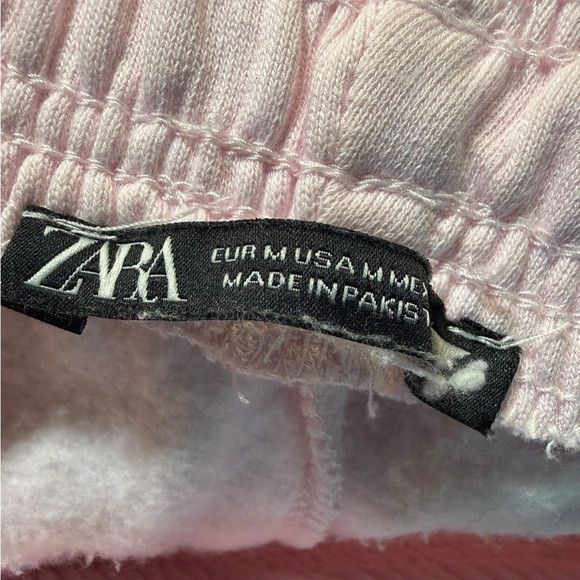 Zara ZARA Women’s Light Pink Barrel-Leg Fleece Joggers Size M Size 28" / US 6 / IT 42 - 3 Thumbnail