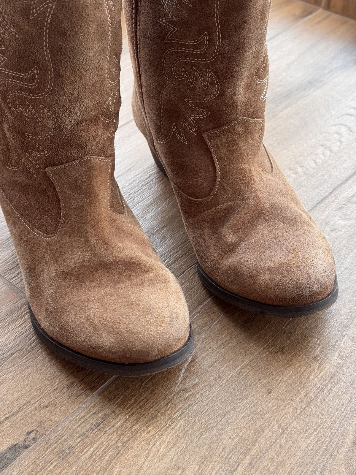 Cowboy Equipment × Vintage Vintage Mohino Faux Leather Suede Embroidered W’Cowboy Boots Size US 8 / IT 38 - 6 Thumbnail