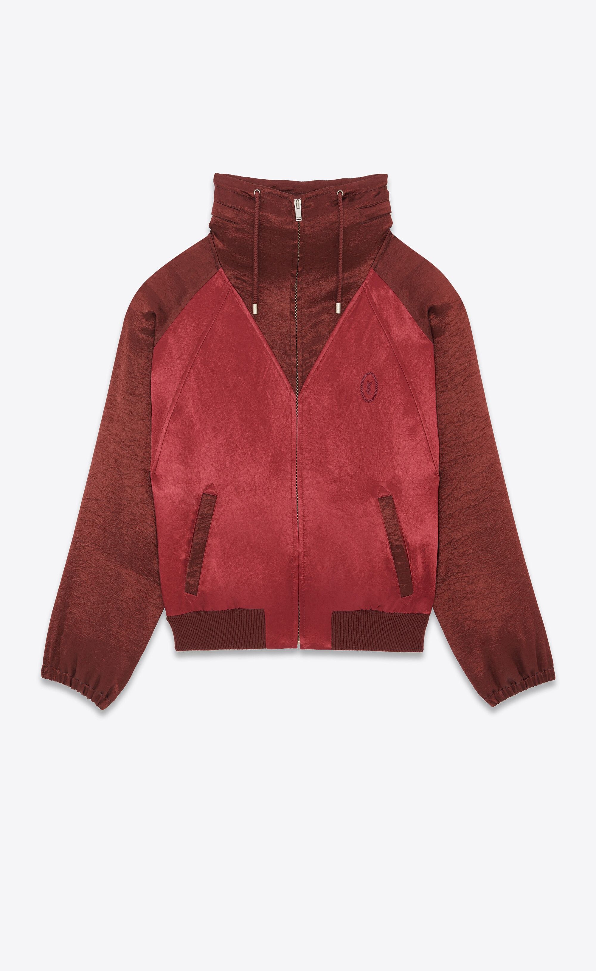 Saint Laurent Paris o1bcso1str0125 Cassandre Teddy Jacket In Satin in Bordeaux Size US S / EU 44-46 / 1 - 1 Thumbnail
