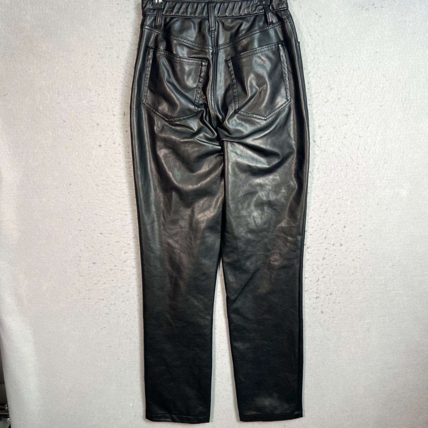 Abercrombie & Fitch VINTAGE Abercrombie & Fitch Womens Black Faux Leather 90s Straight Ultra High Rise Pants Size 28" / US 6 / IT 42 - 2 Thumbnail