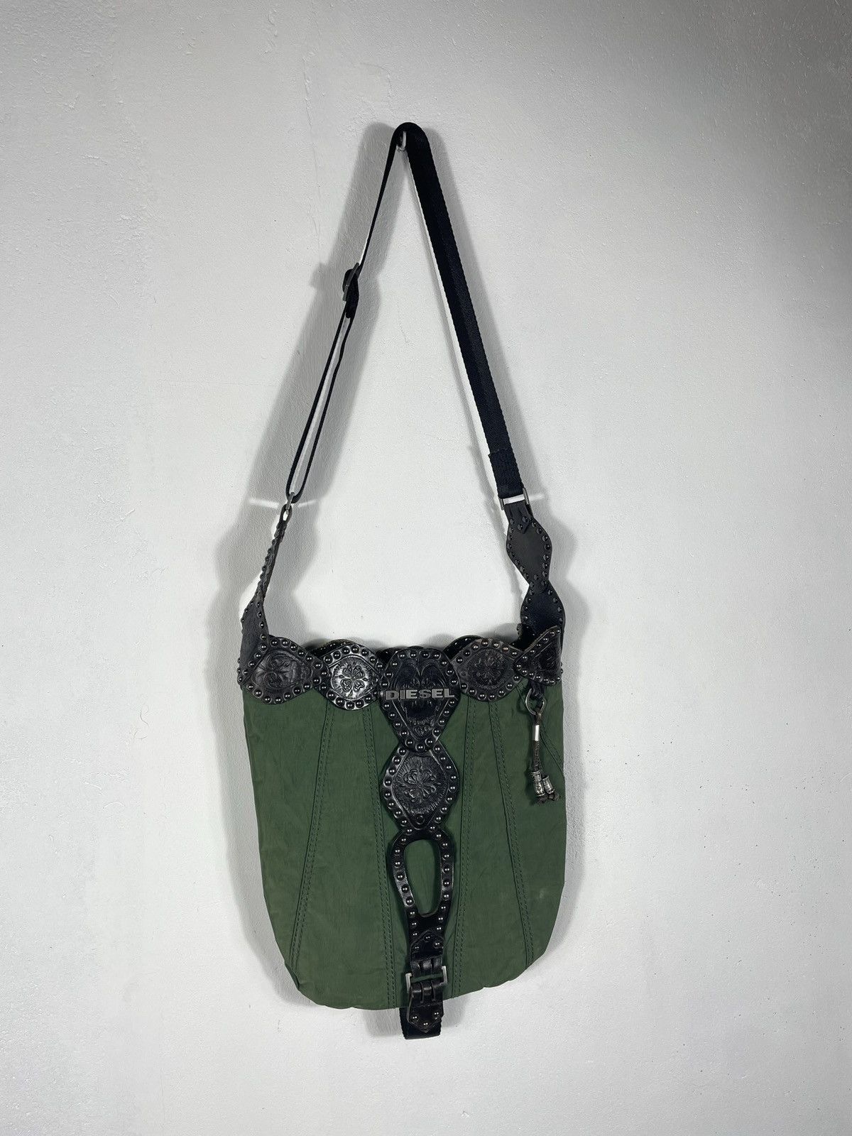Diesel × Japanese Brand × Vintage Diesel Retro 00s Leather Nylon Avant Garde Shoulder Hand Bag Size ONE SIZE - 3 Thumbnail