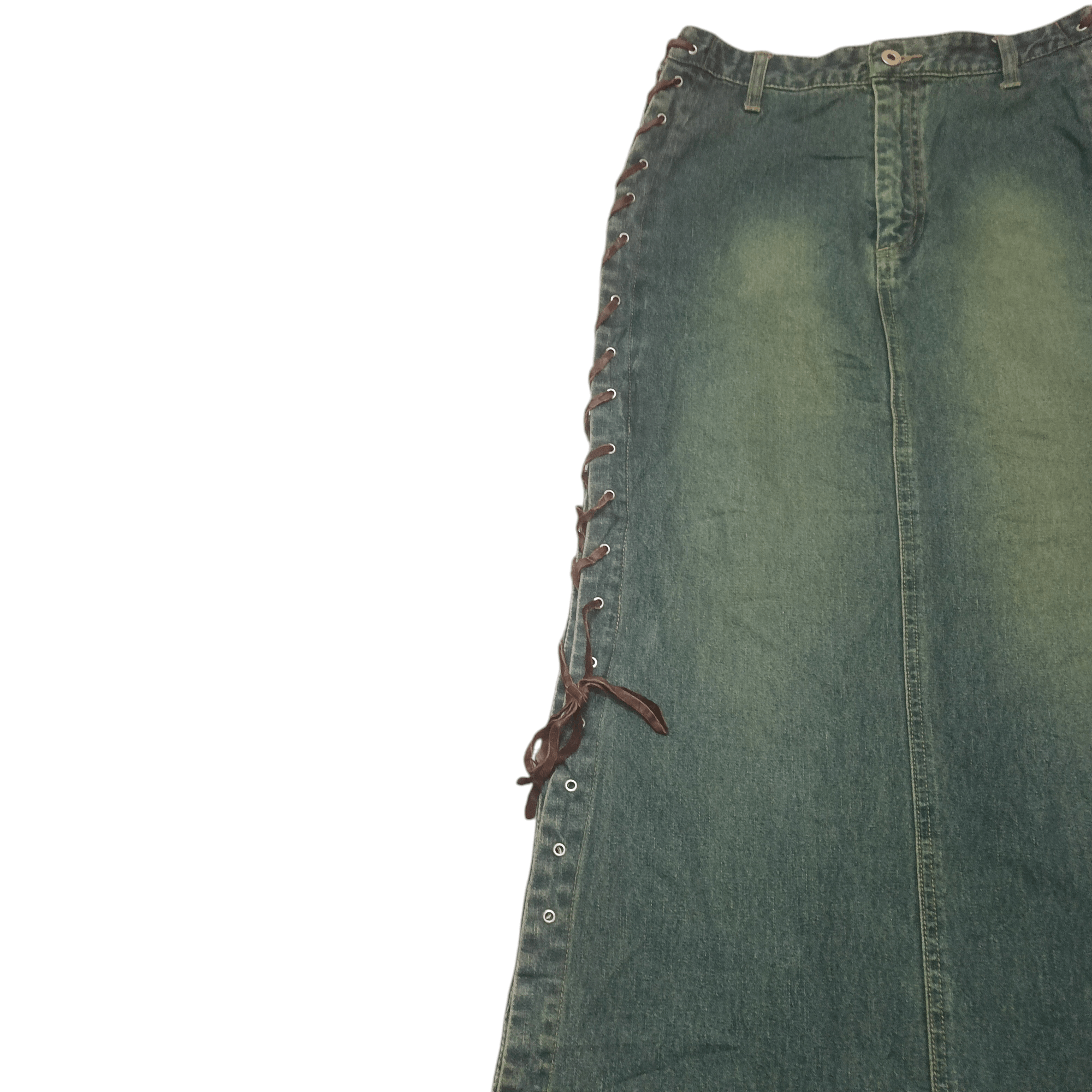 If Six Was Nine Japanese Denim Skirts ifsixwasnine style Lace up design Size 26" / US 2 / IT 38 - 2 Thumbnail