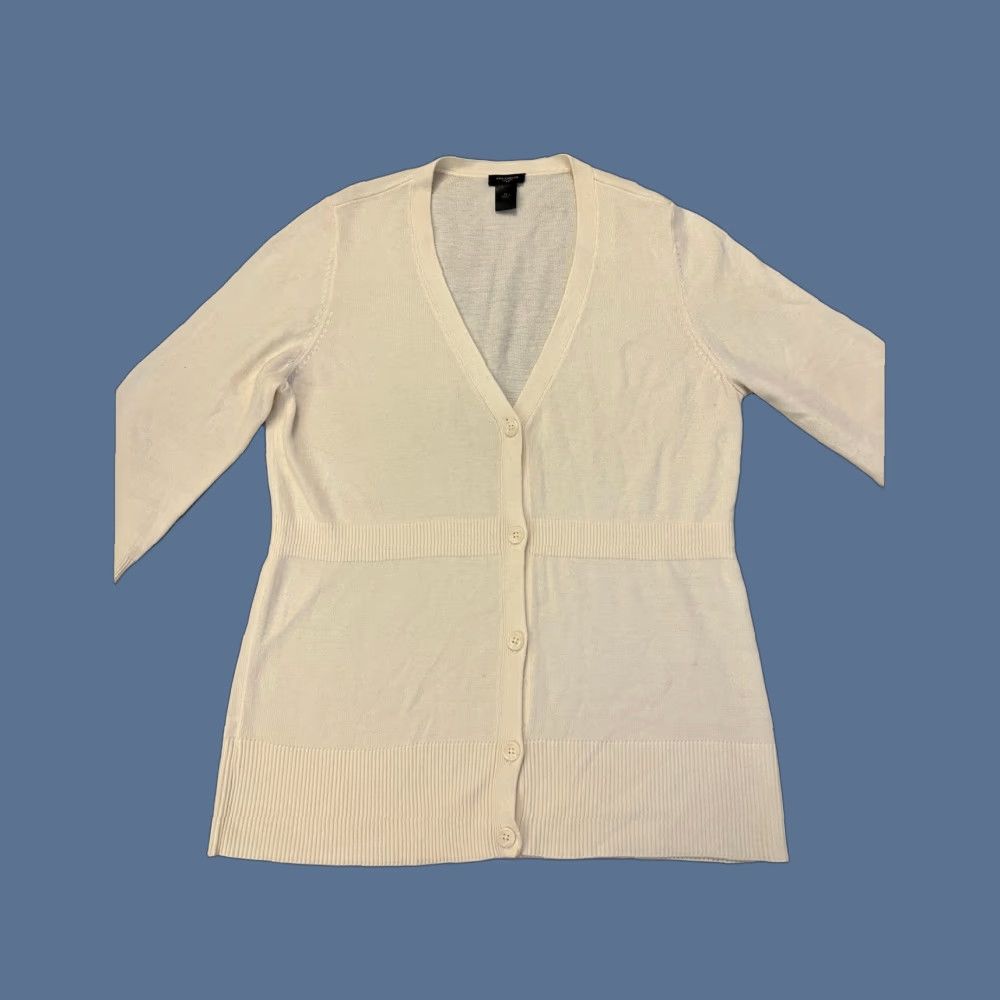Ann Taylor Ann Taylor Cardigan Women's XL White Wool Blend V Neck Button Down Sweater Size XL / US 12-14 / IT 48-50 - 1 Thumbnail