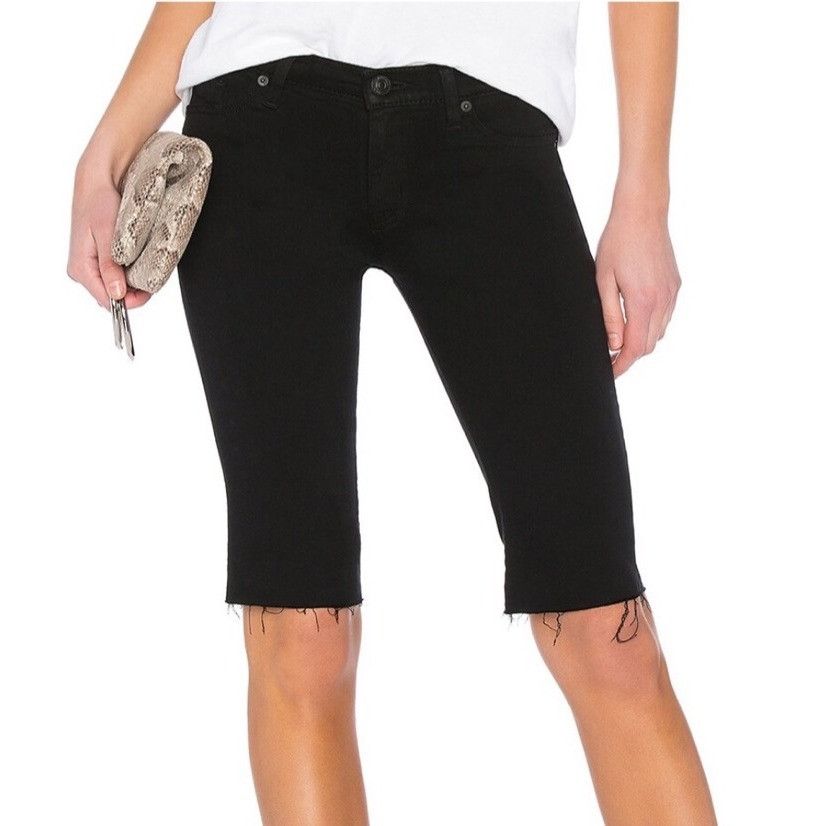 Hudson Hudson Black Amelia Knee-Length Raw Hem Shorts Size 28" / US 6 / IT 42 - 2 Thumbnail