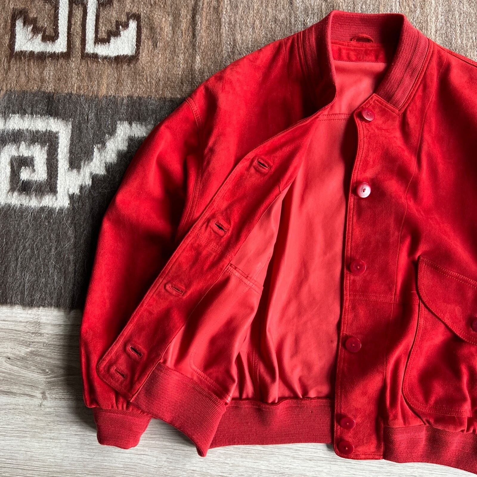 Bogner Bogner Vintage Red Real Leather Bomber Jacket 8979AC Size XL / US 12-14 / IT 48-50 - 4 Thumbnail