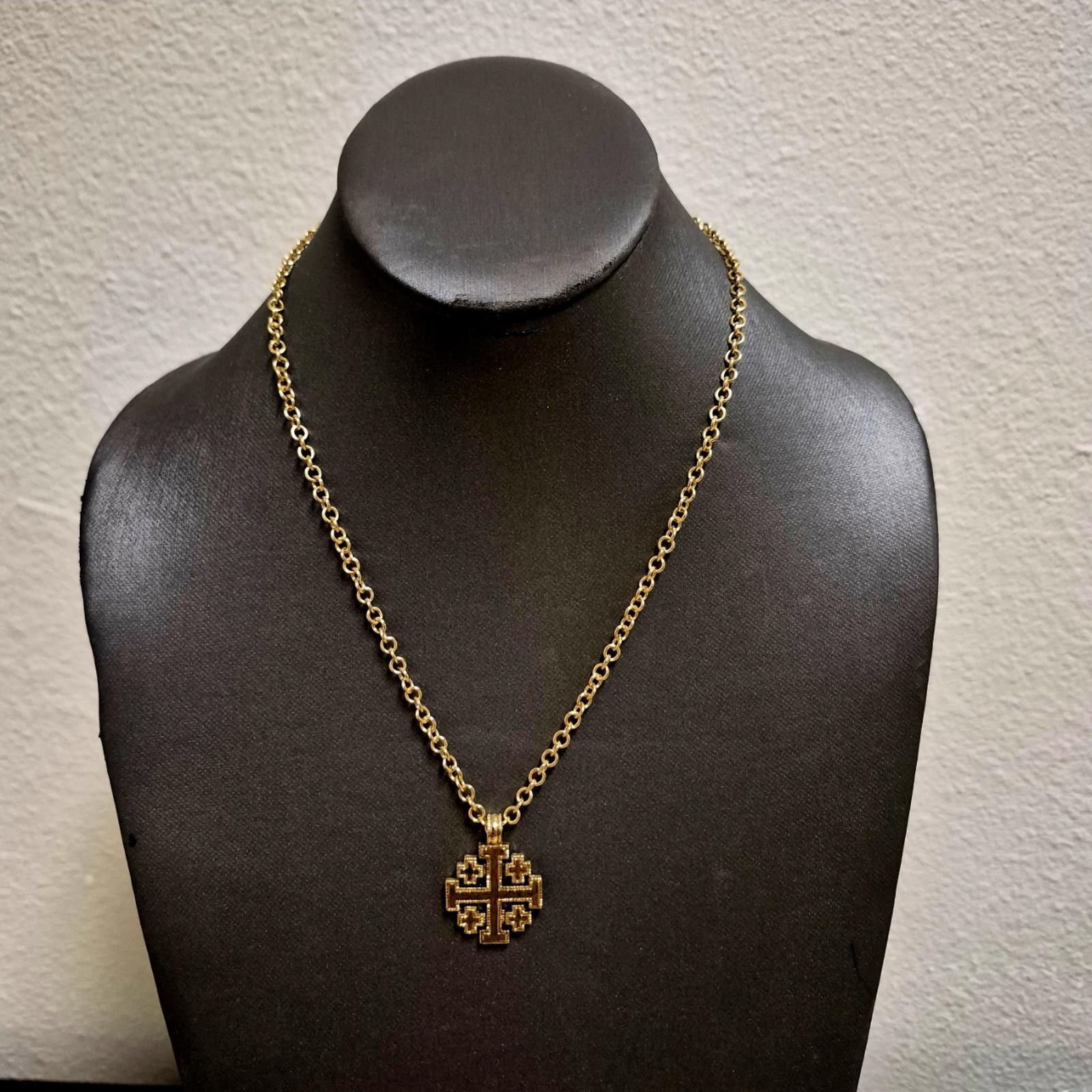 Other Gold-Tone Jerusalem Cross Pendant Necklace – 18" Size ONE SIZE - 2 Thumbnail