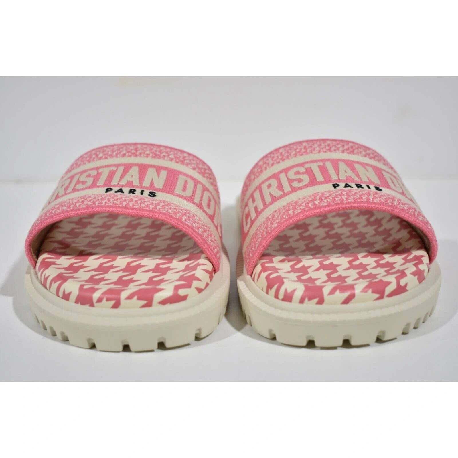 Dior Dway White Logo Houndstooth Slide Mule Flat Flop Sandal 41.5 Size US 11.5 / IT 41.5 - 7 Thumbnail