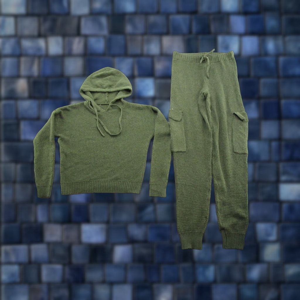 Vintage Sage + Stone Cargo Pants and Hoodie Set Women's XS Thermal Waffle Green Set Mens XS Shirt? Size XS / US 0-2 / IT 36-38 - 1 Thumbnail