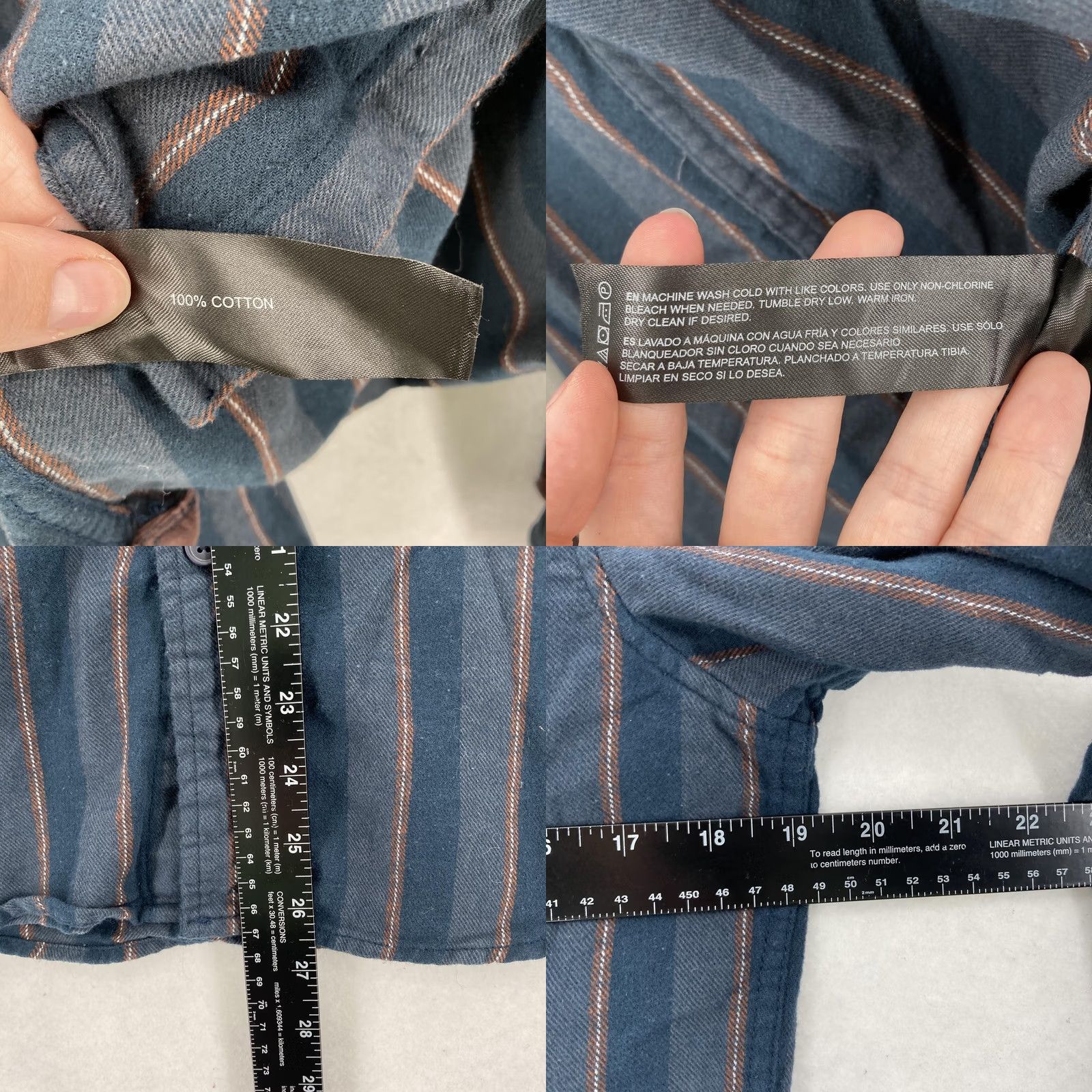 Denime Denim & Flower Ricky Singh Shirt Mens Small Blue Brown Striped Button Down Woven Size US S / EU 44-46 / 1 - 8 Thumbnail