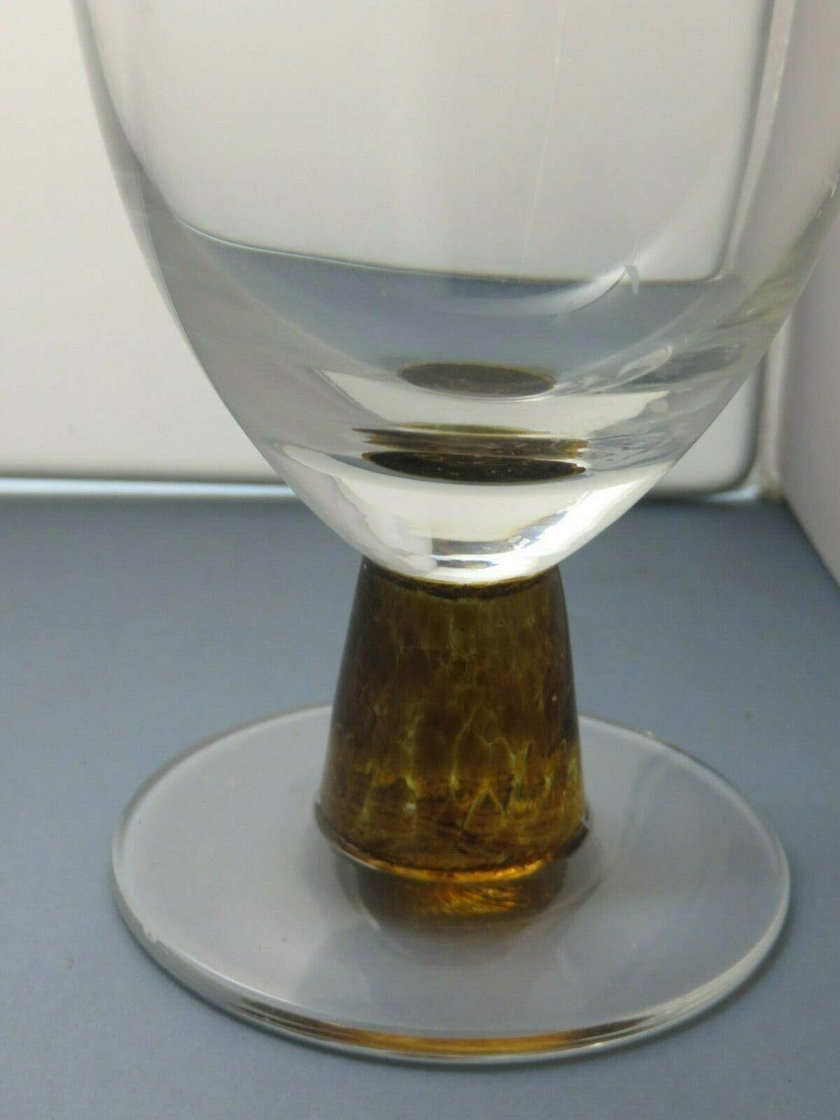The Unbranded Brand 6 x Amber Stem Clear Bowl Wine/Water Goblets Glasses 5 1/8" Size ONE SIZE - 4 Thumbnail